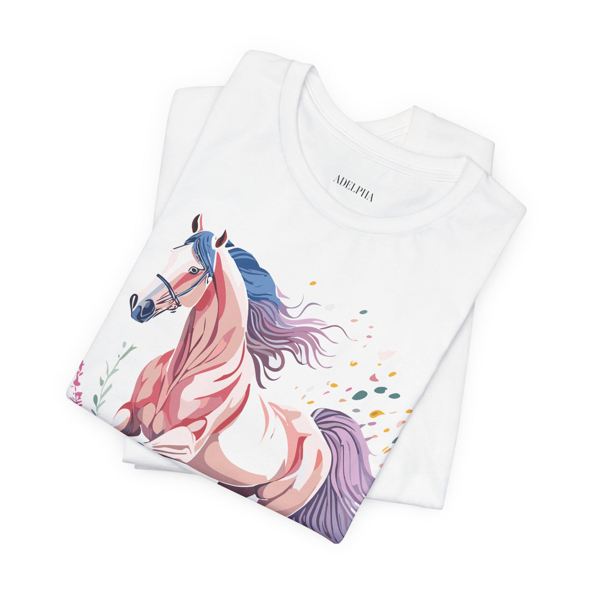Horse Graphic Unisex Cotton Bella+Canvas Tee with Art Animal Design e25
