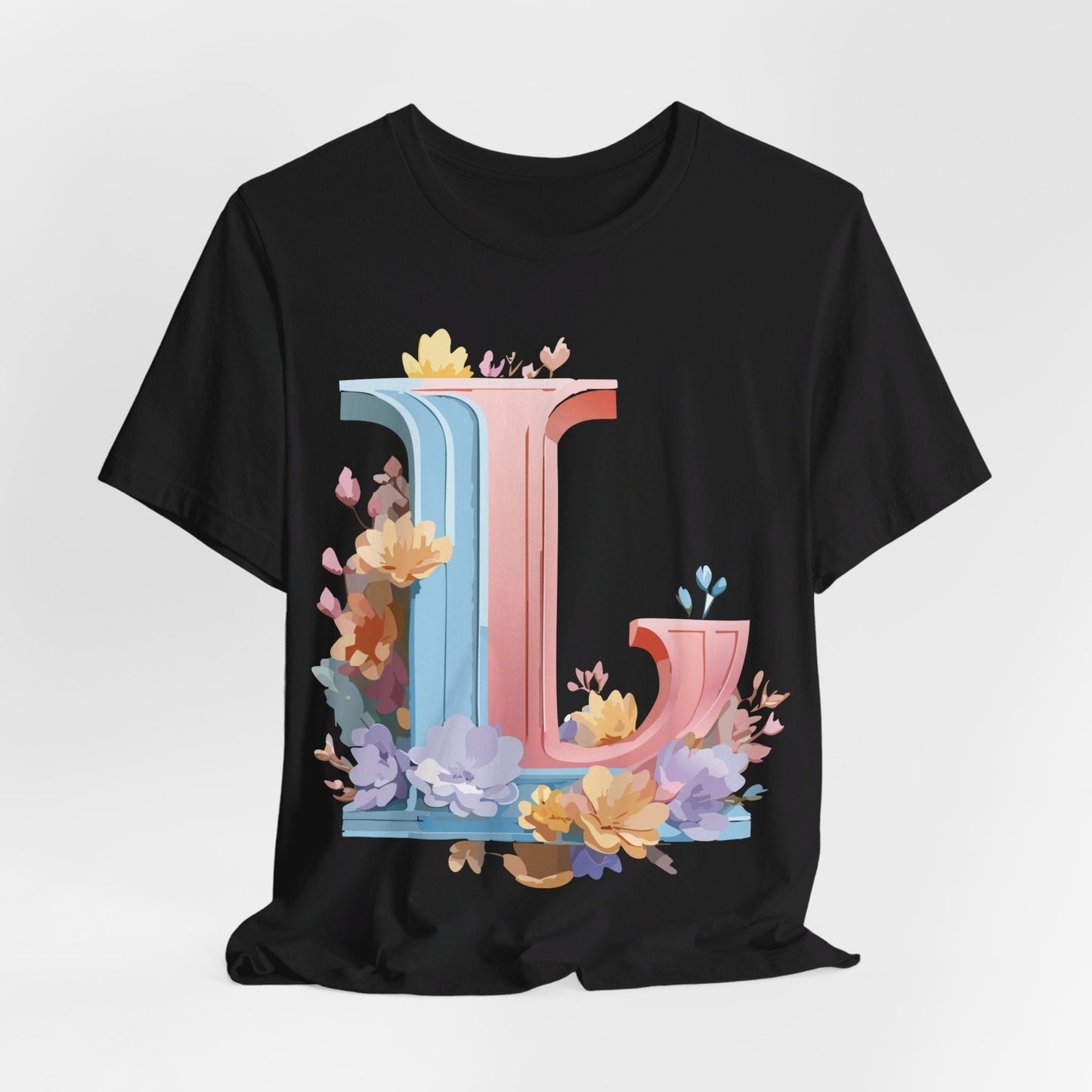 Letter L Shirt Graphic T Shirt Unisex Short Sleeve Vintage Inspired Artwork By Adelpha