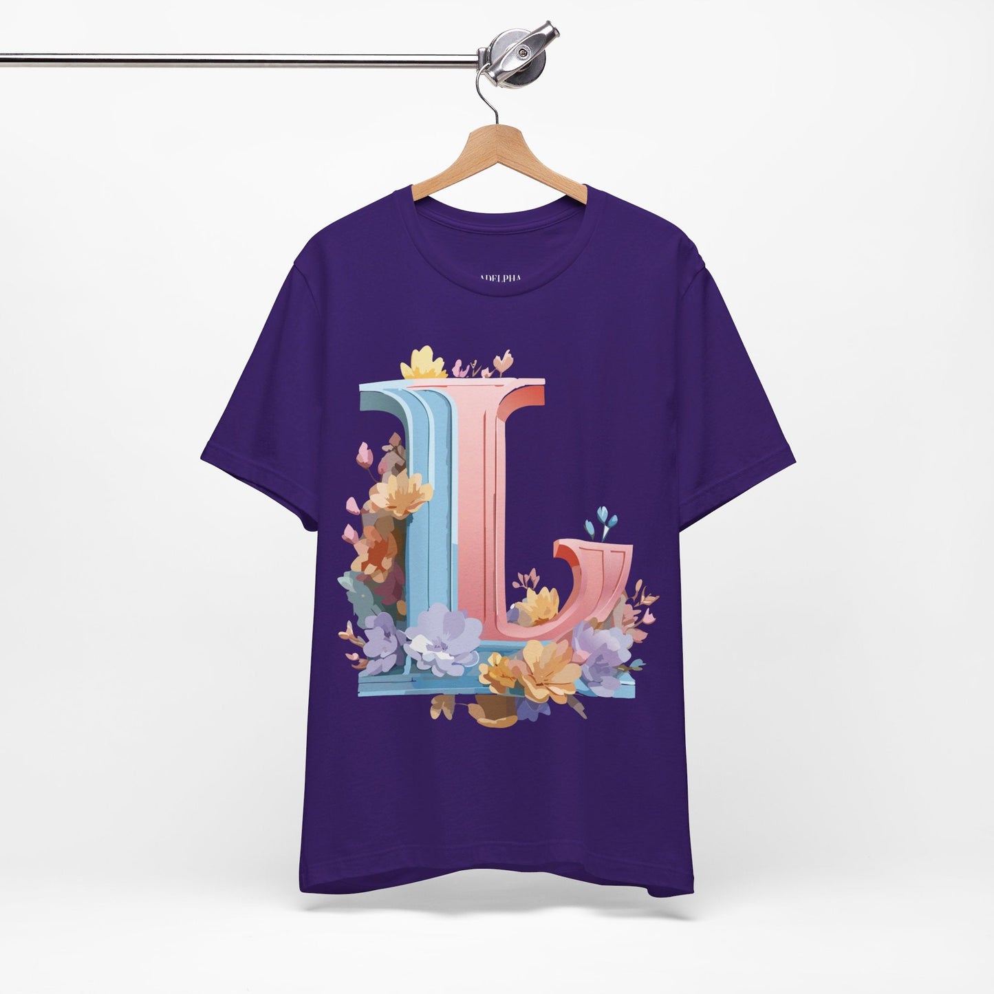 Letter L Shirt Graphic T Shirt Unisex Short Sleeve Vintage Inspired Artwork By Adelpha