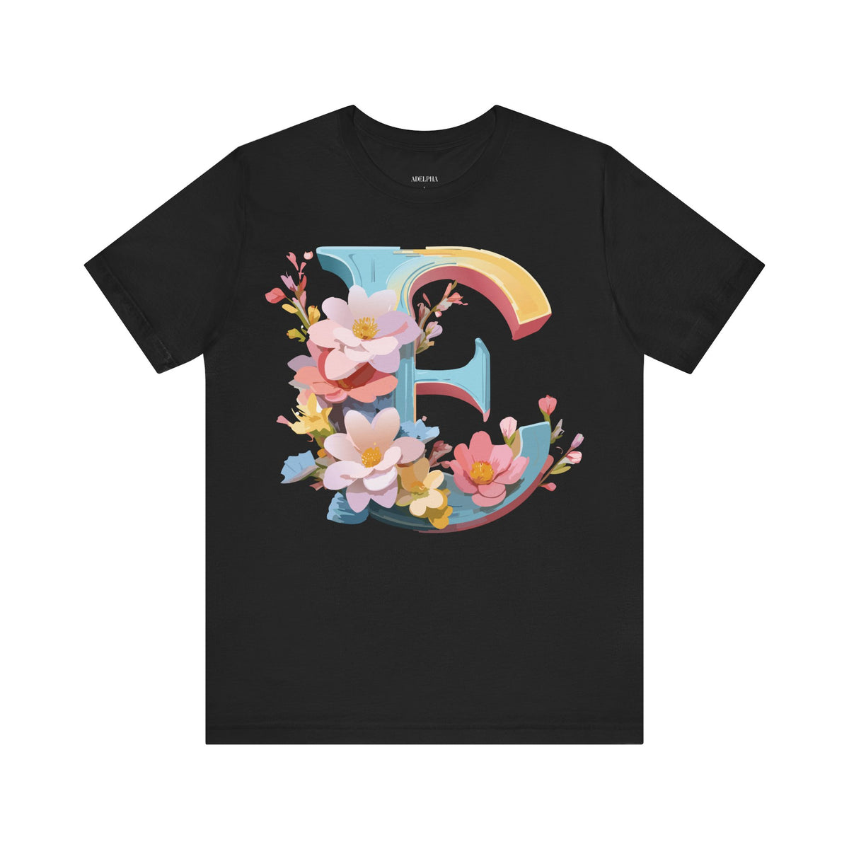 Letter E Graphic Unisex Cotton Bella+Canvas Tee with Art Letter Design