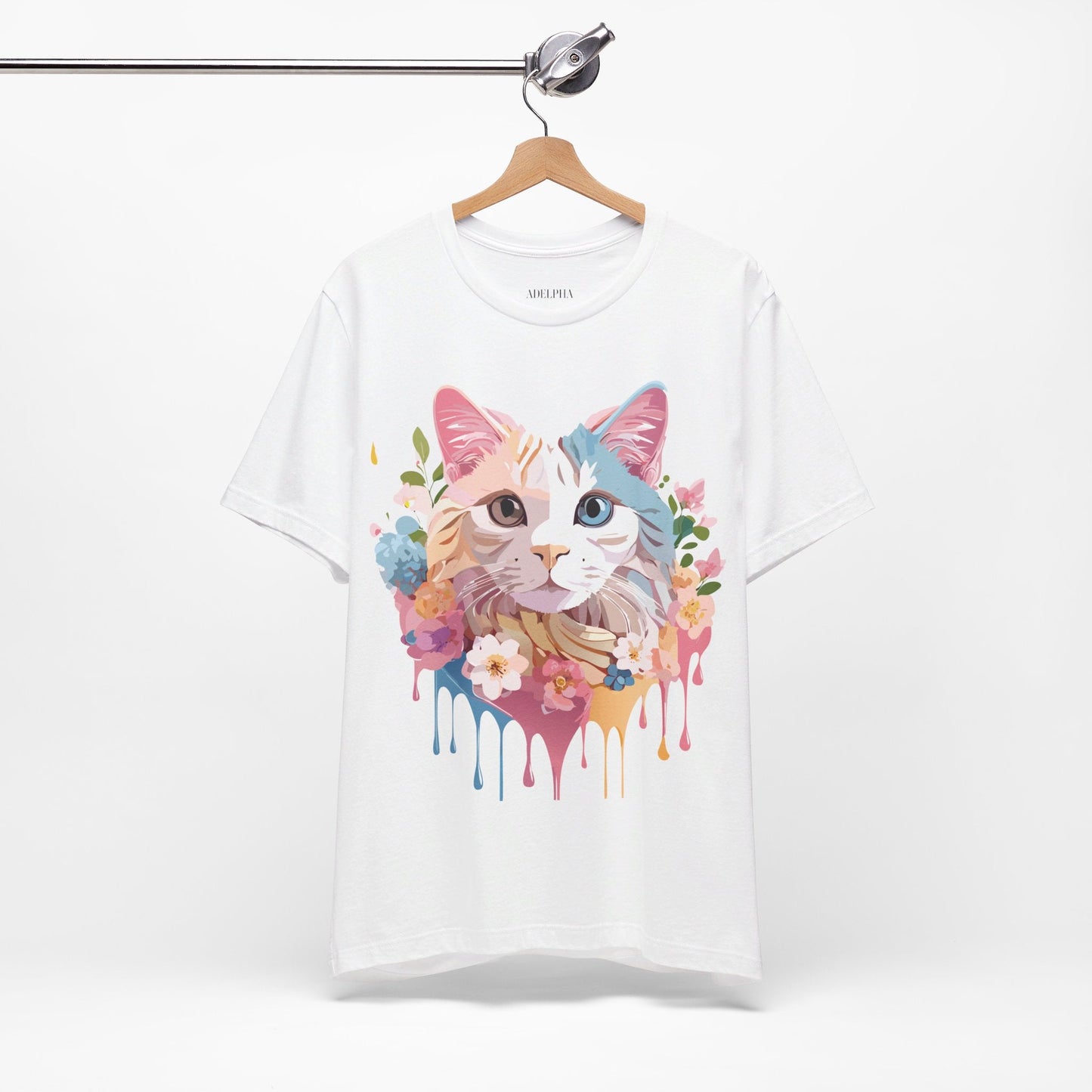 Cat Graphic Tee Unisex Short Sleeve Shirt With Adelpha Artwork