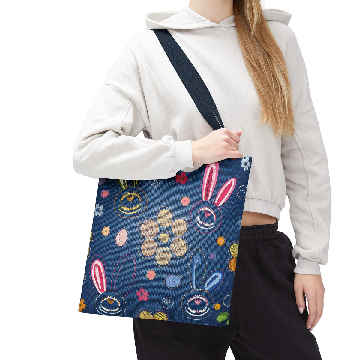 Easter Graphic Design Denim Fabric Imitation Print Unisex Canvas Bag Poly Spun 3 Sizes Tote Bag 204-9