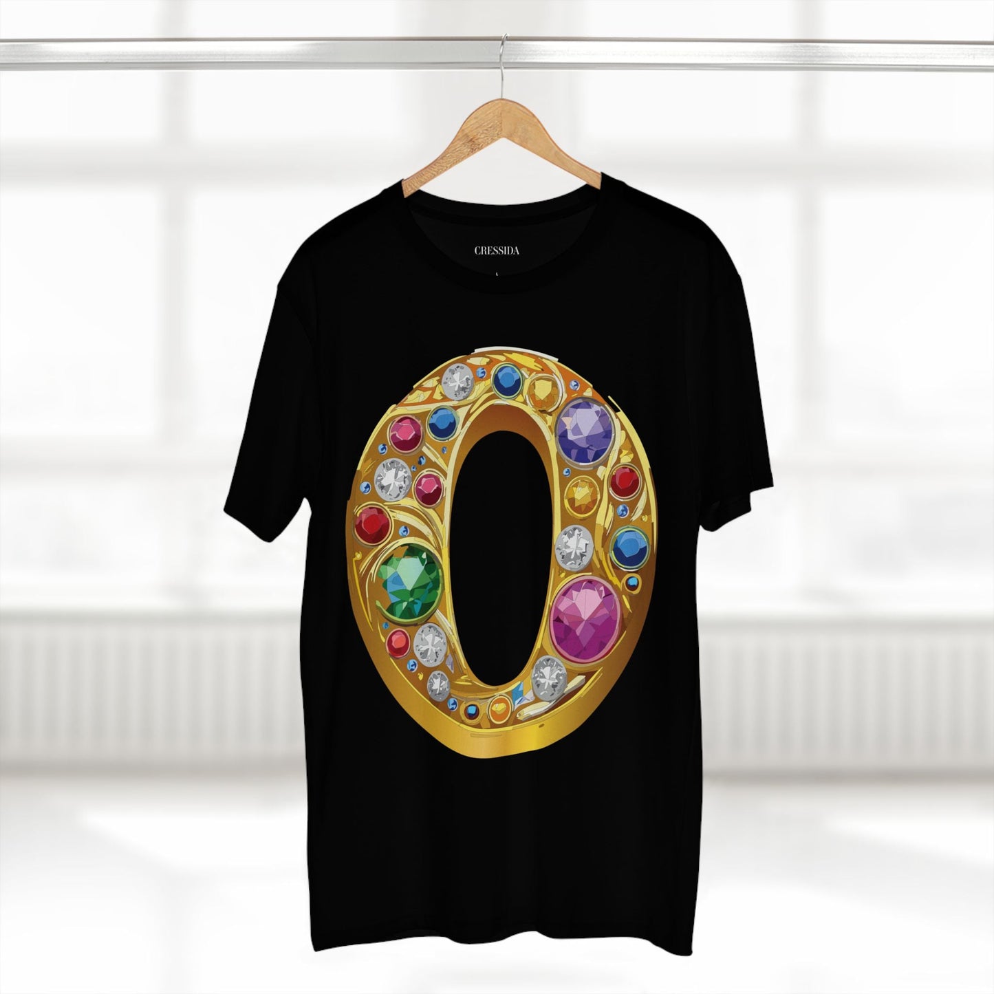 Letter O Graphic Design Tee Unisex 100 Cotton With Antique Gold Letters Artwork T-Shirt