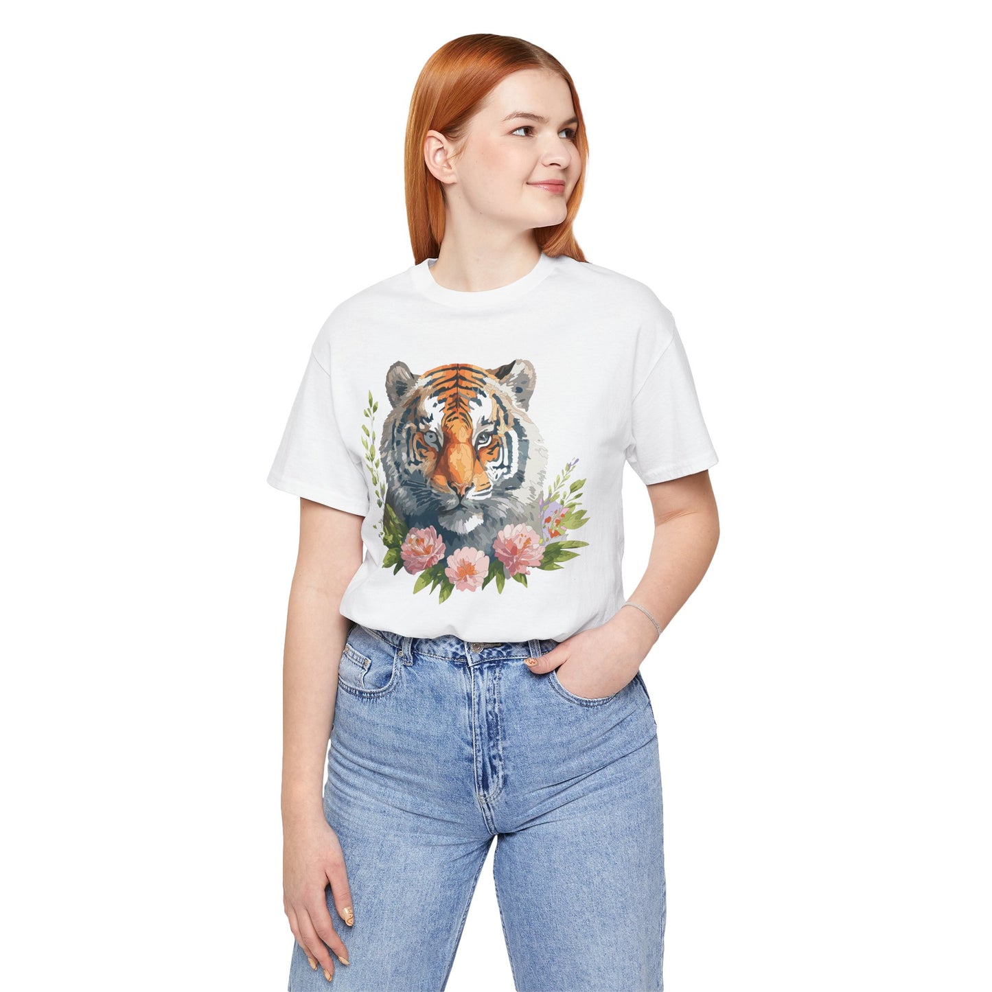 Floral Tiger Shirt, Animal Shirt, Tiger Tee, Unisex Tee, Floral T-shirt, T-Shirt with Animal