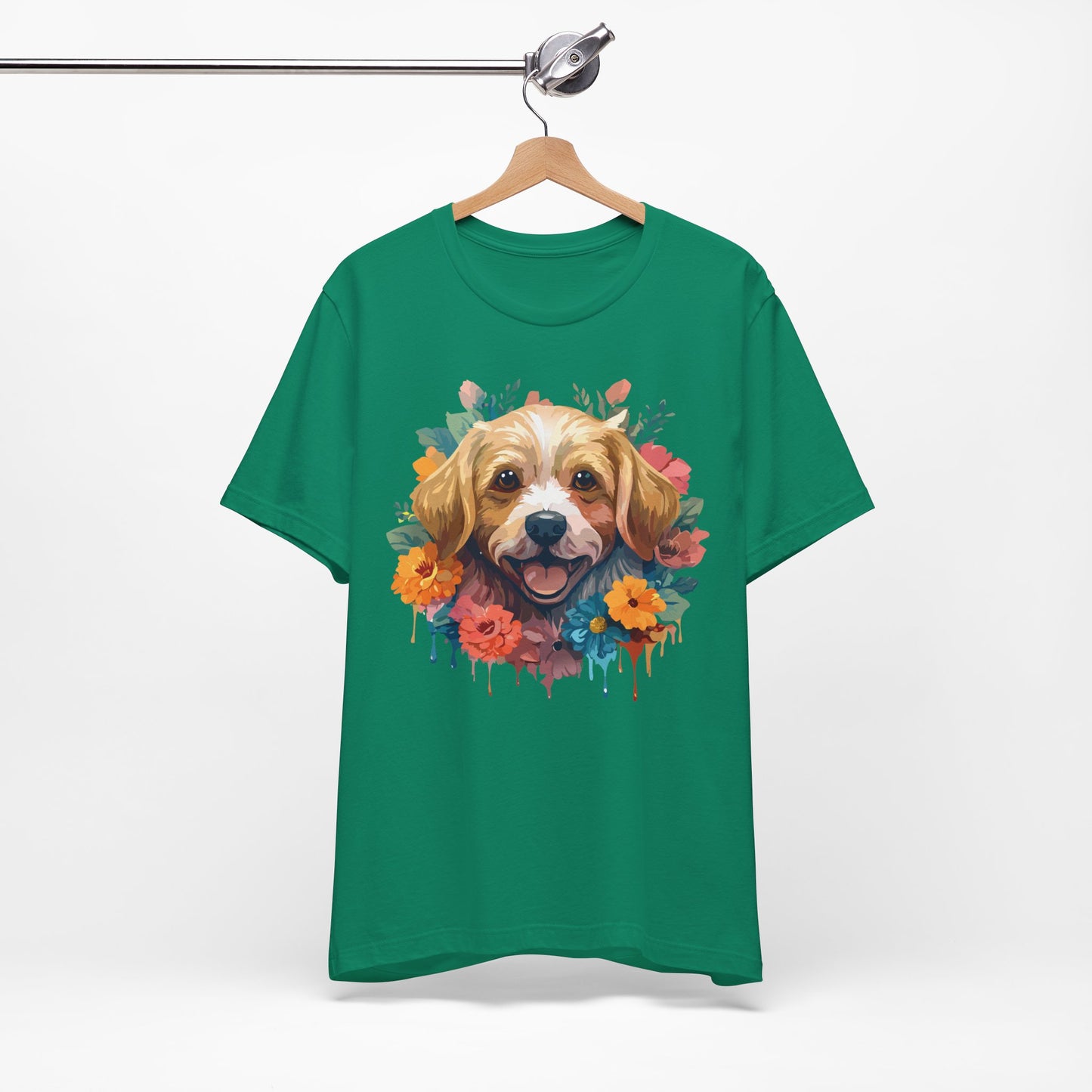 Floral Dog Tee, Animal Shirt, Dog Shirt, Floral Tee, Flower T-shirt, T-Shirt with Animal, Summer Top with Art Design