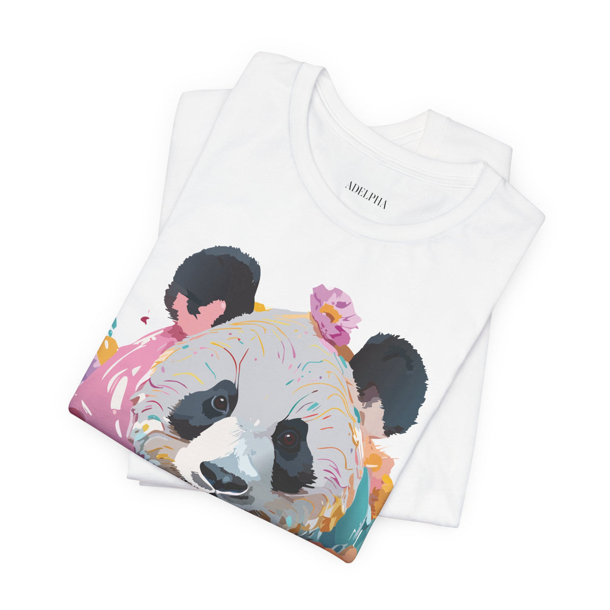 Panda Graphic Unisex Cotton Bella+Canvas Tee with Art Animal Design e55