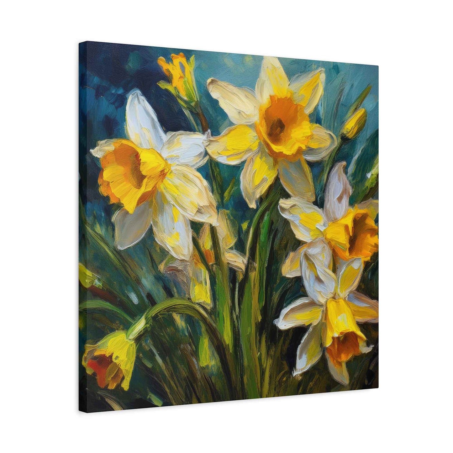 Narcissus Print Canvas, Floral Oil Paint Print 20x20, 24x24, 30x30, 32x32, 36x36 Art Design Pine-Wood Inner Frame MC-176