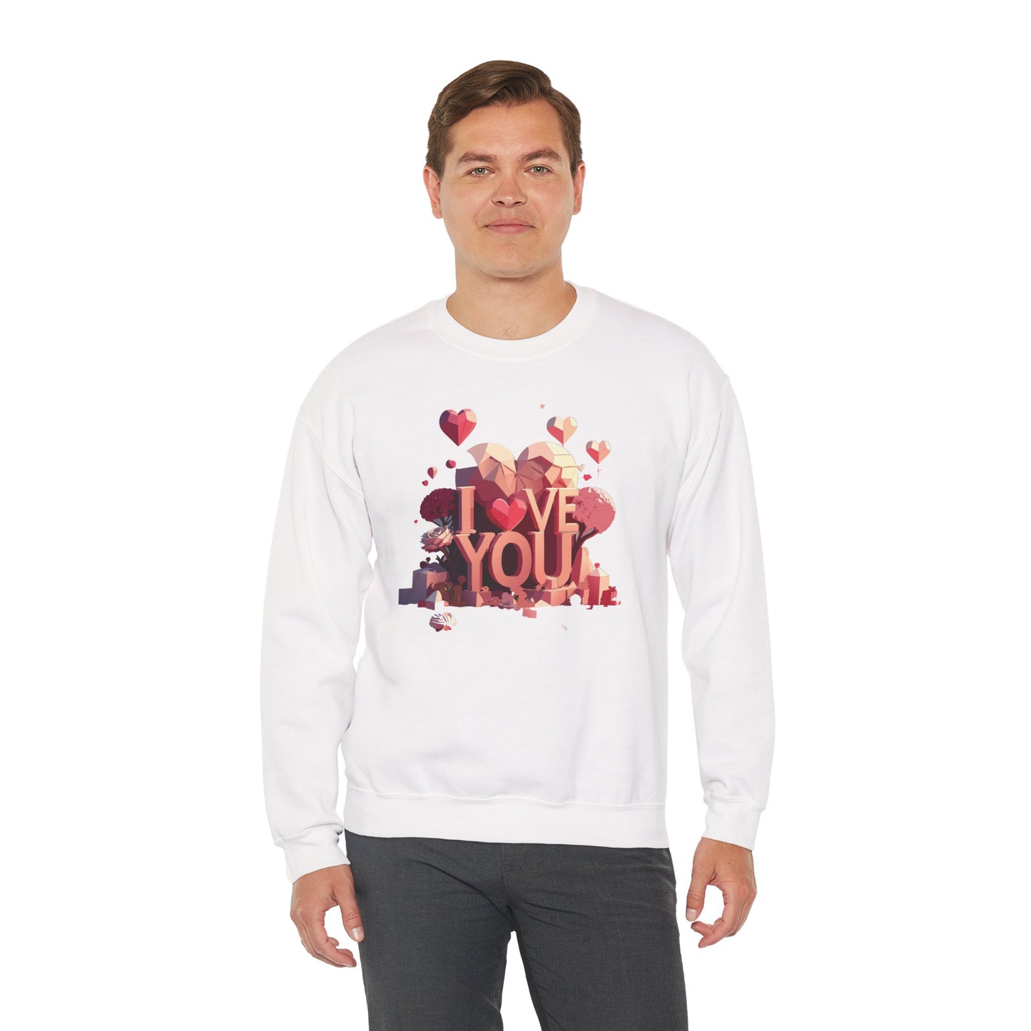 Unisex Big Heart Love Sweatshirt, Love Heart Sweatshirt, Floral Love Sweatshirt, 50/50 Cotton-Poly Valentine's Day Sweatshirt 10