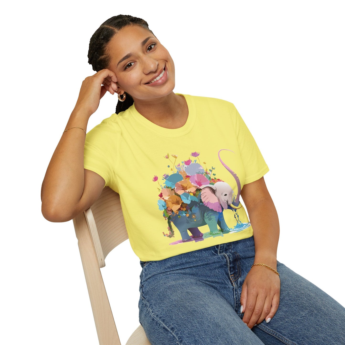 Elephant T Shirt Unisex Softstyle Cotton Tee With Animated Elephant Design Premium Comfort
