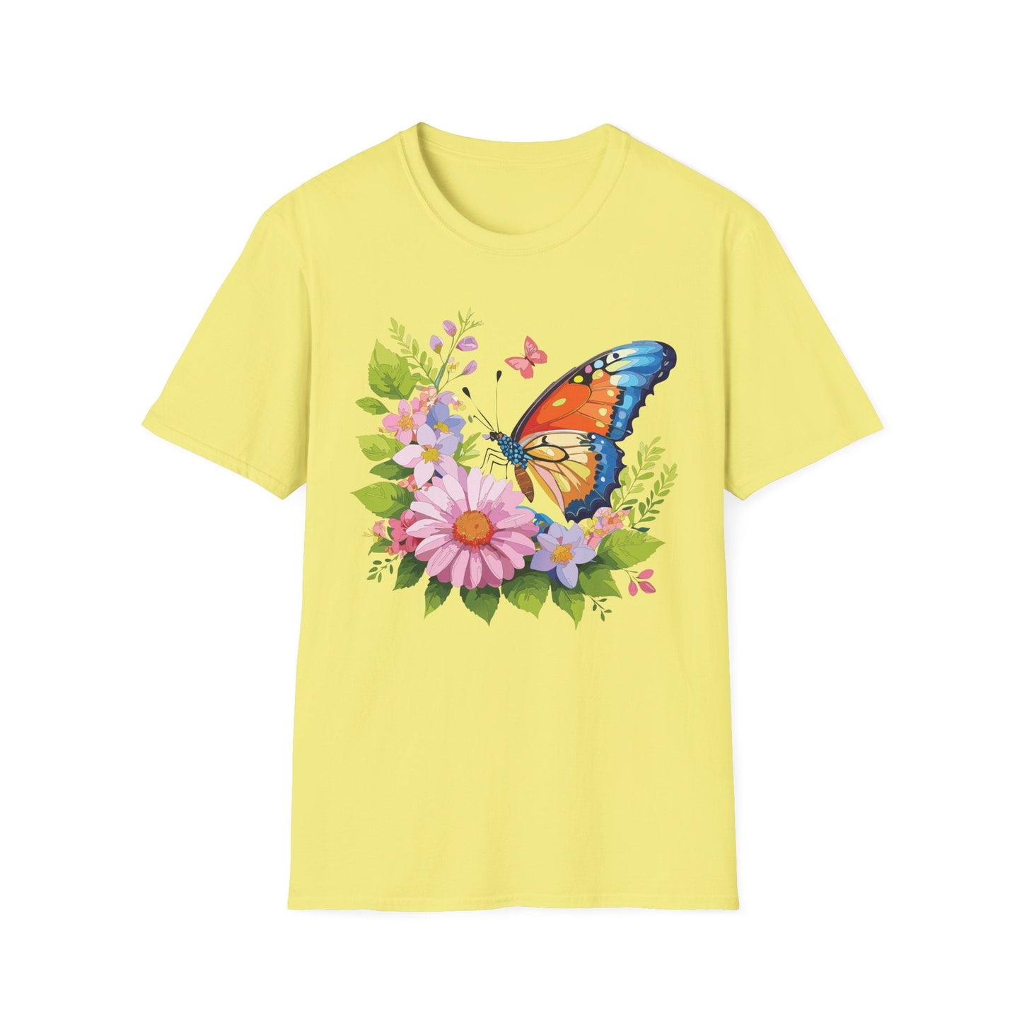 Butterfly T Shirt Unisex Short Sleeve Gildan Softstyle 64000 Monarch Butterfly Design Graphic