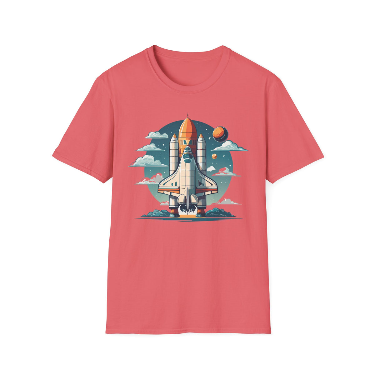 Retro Space Shuttle Illustration T-Shirt | Rocket Launch Graphic Design Unisex 100 Cotton Gildan T-Shirt