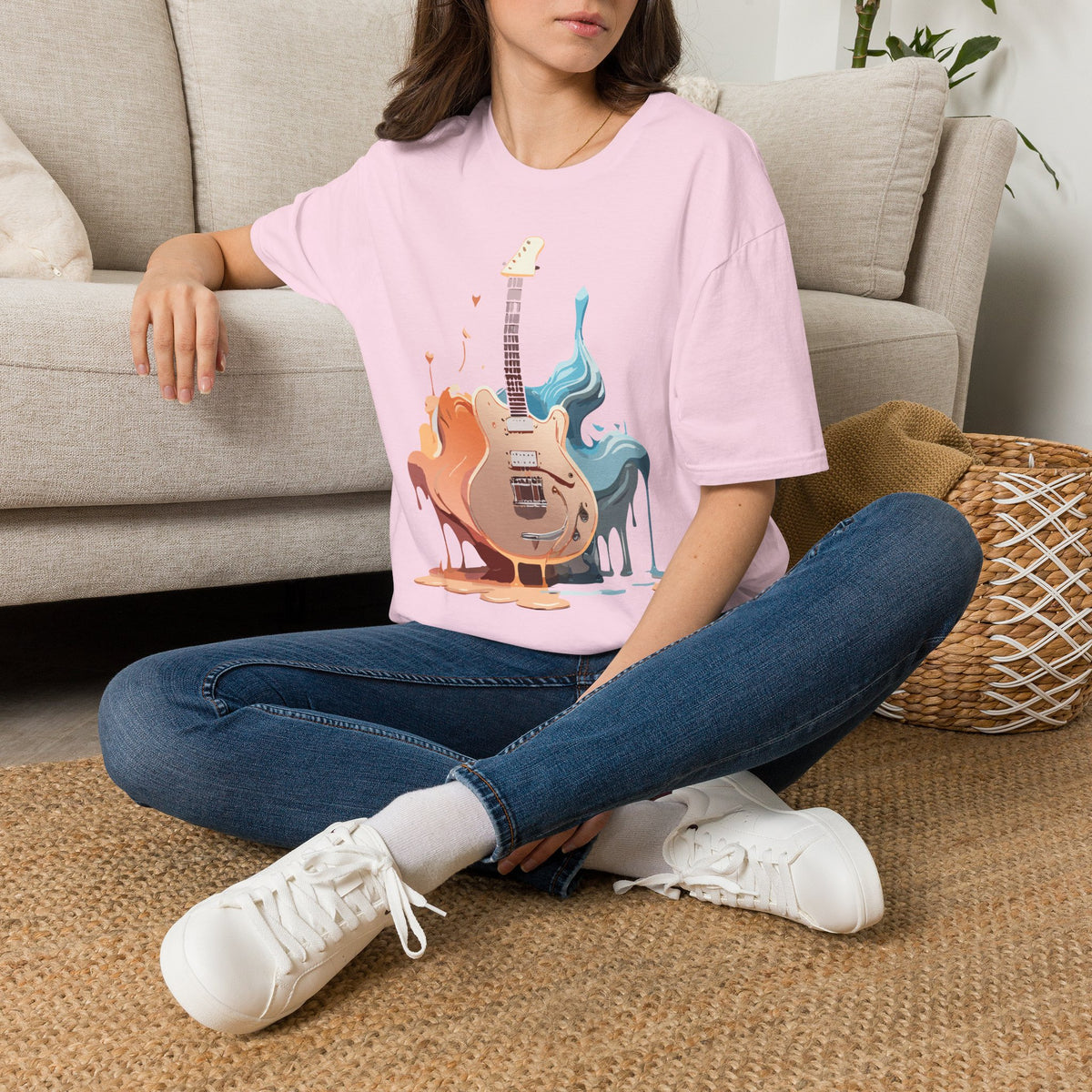 Liquid Paint Electric Guitar T-Shirt | Music Art, Colorful Guitar Tee