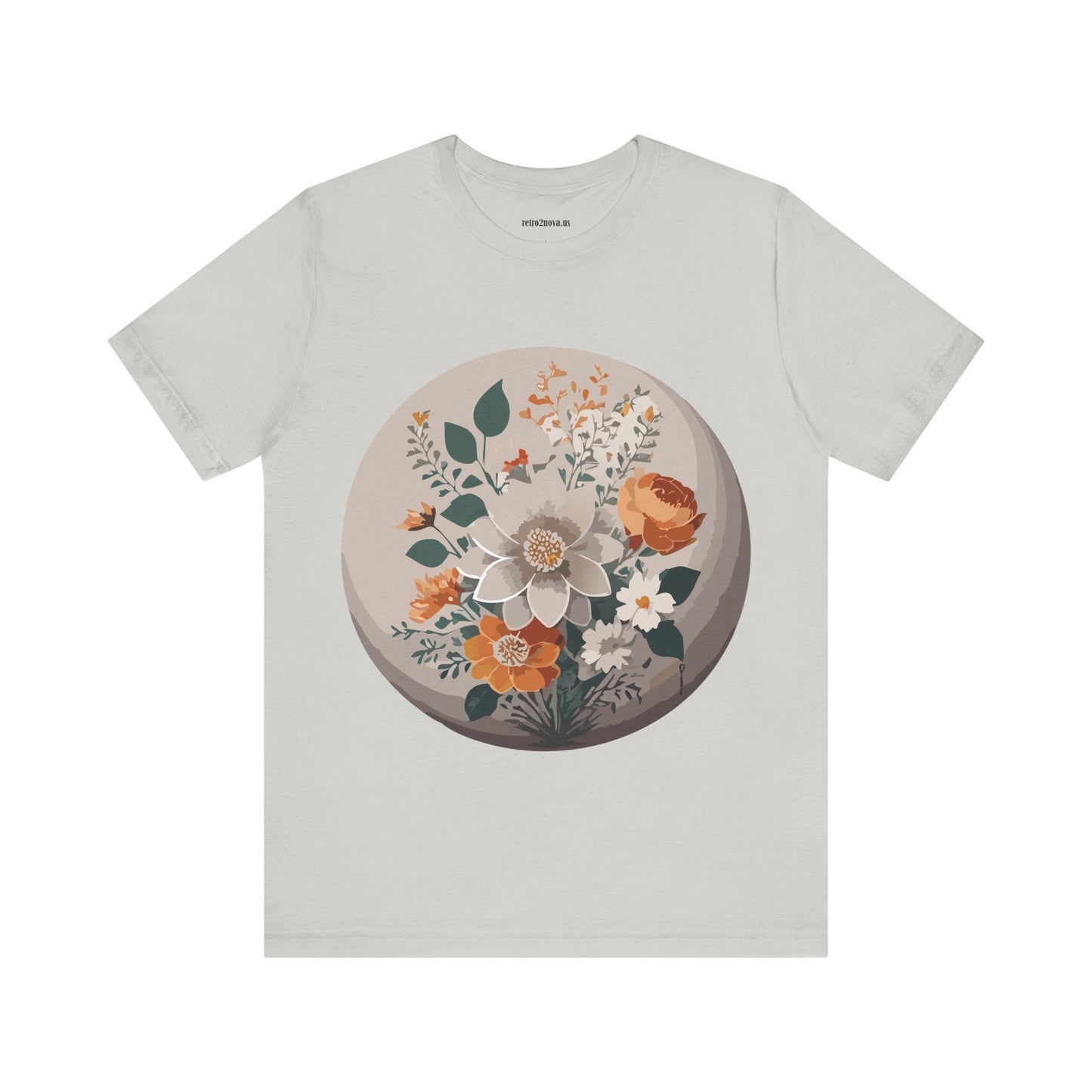 Retro2Nova Floral Shirt Unisex Short Sleeve Tee Lightweight Breathable Cotton Blend Jersey