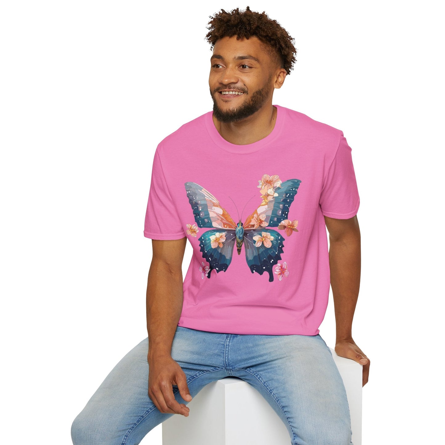 Butterfly Shirt Unisex T Shirt Monarch Print Gildan Softstyle 64000 Ring Spun Cotton Tee