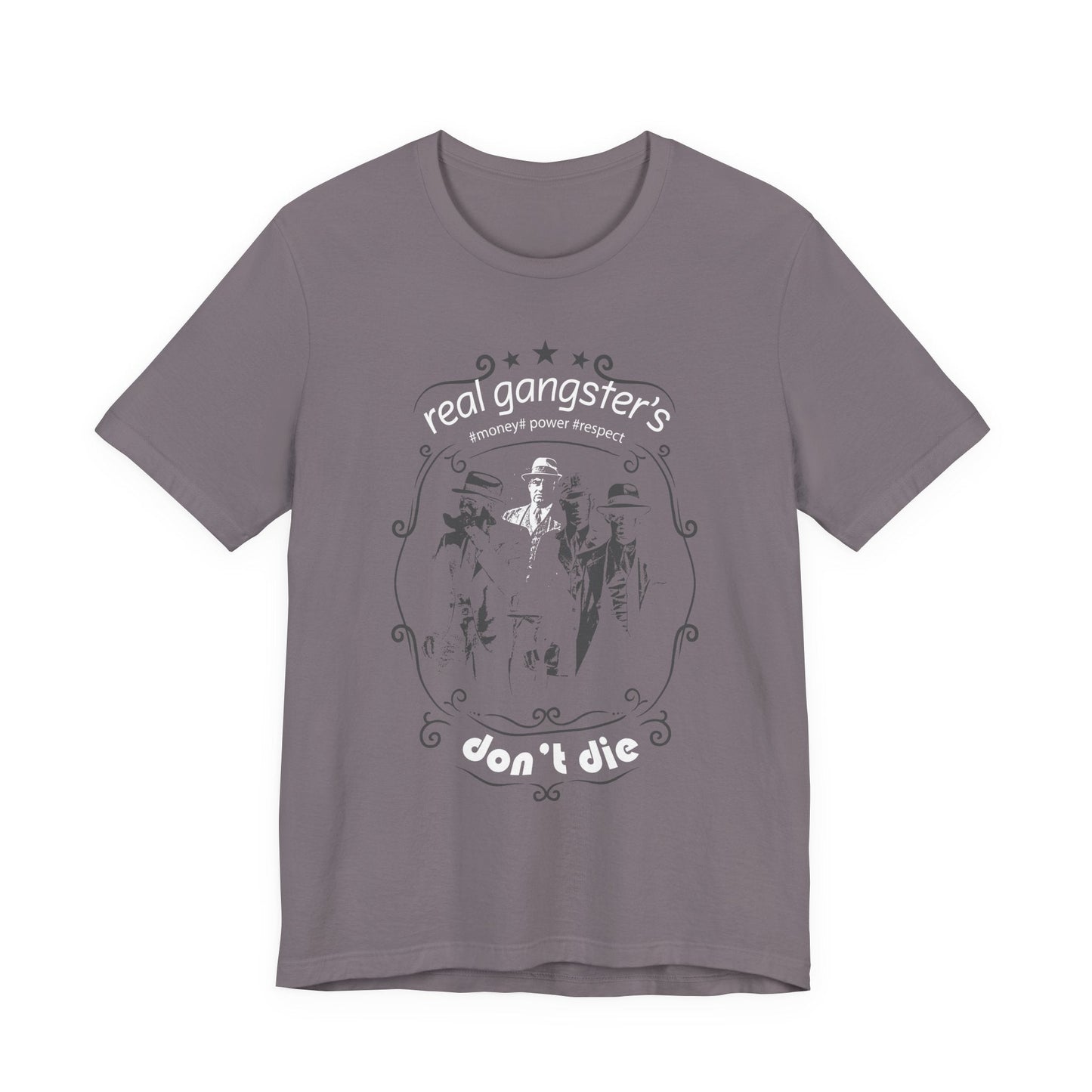 Real Gangsters Don't Die T-Shirt Vintage Outlaw Illustration Retro Biker Tee A-3