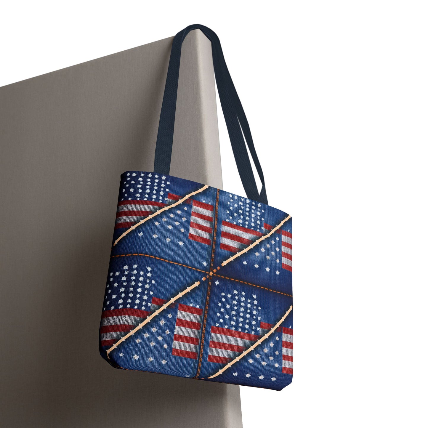 4th of July Graphic Denim Fabric Imitation Print Unisex Canvas Bag Poly Spun 3 Sizes Tote Bag 200-19