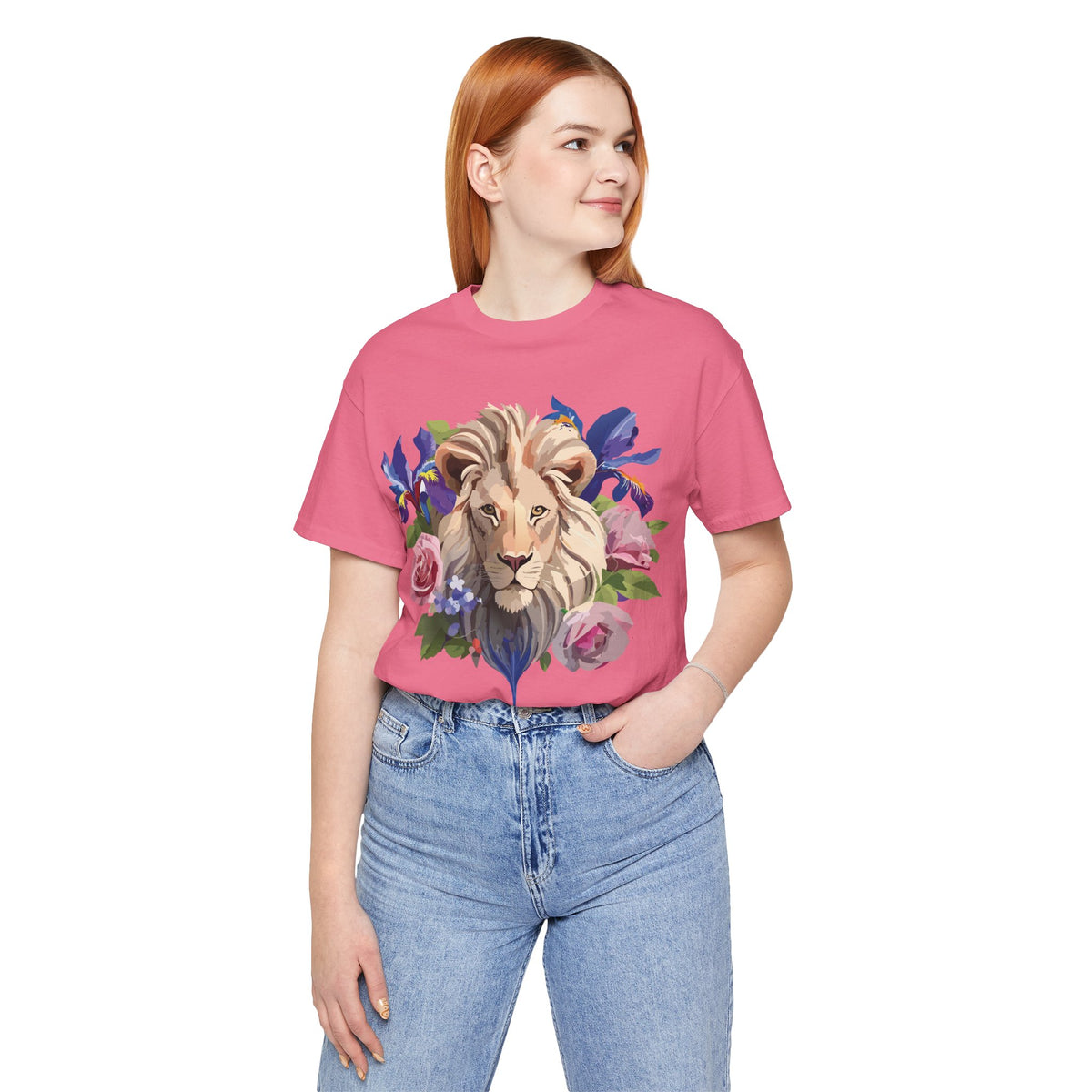 Lion Graphic Unisex Cotton Bella+Canvas Tee with Art Animal Design e319