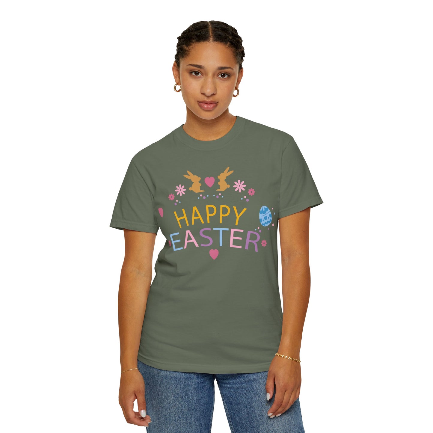 Easter Bunny Heart T-Shirt, Tee Shirt with Easter Signature, T Shirt with Easter Prints, Tee Shirt with Easter Design 2