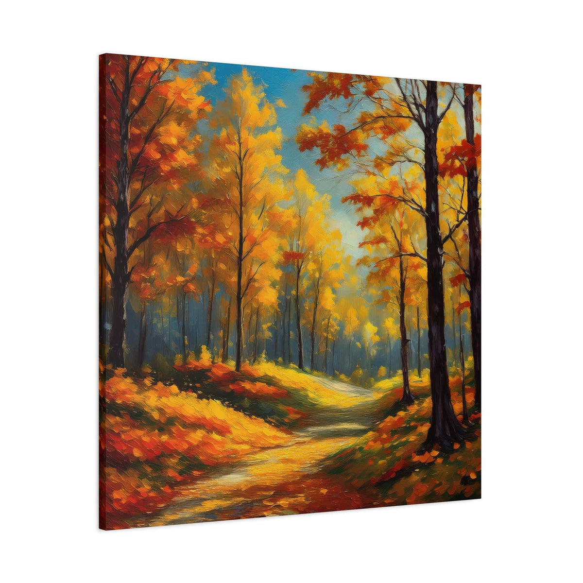 Fall Forest Print Canvas, Oil Paint Print 20x20, 24x24, 30x30, 32x32, 36x36 Art Design Canvas Pine-Wood Inner Frame MC-102