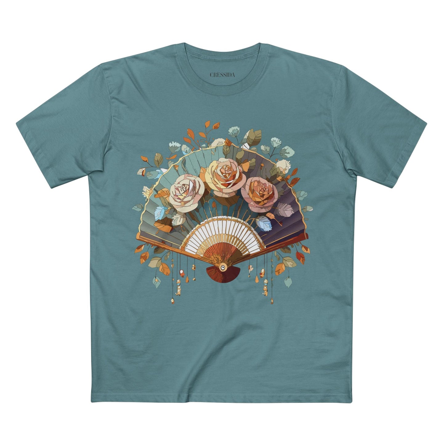 Antique Fan Graphic Design T-Shirt Unisex 100 Cotton Floral Carnival Artwork Tee 5