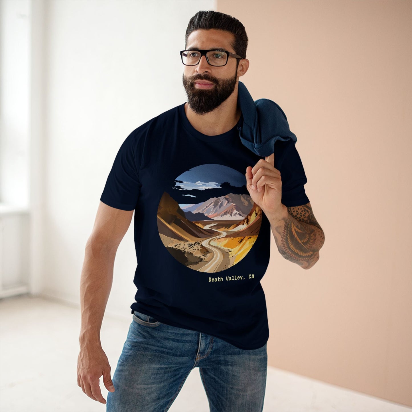 Travel Shirt Unisex Death Valley Tee With Original Art Design By Retro2Nova Premium Cotton Staple