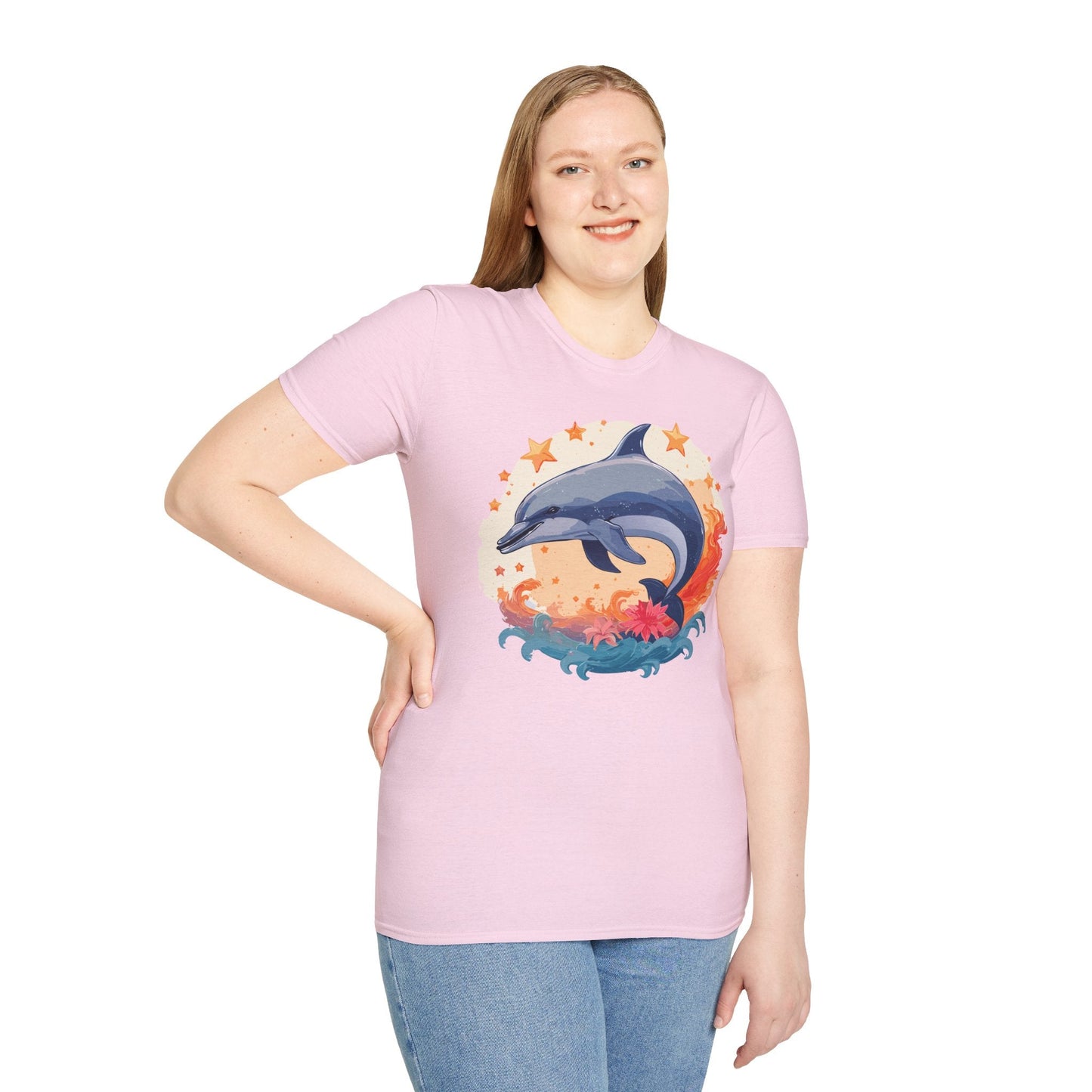 Dolphin Shirt Unisex Tee Gildan Softstyle 64000 100 Percent Ring Spun Cotton Comfort Wear