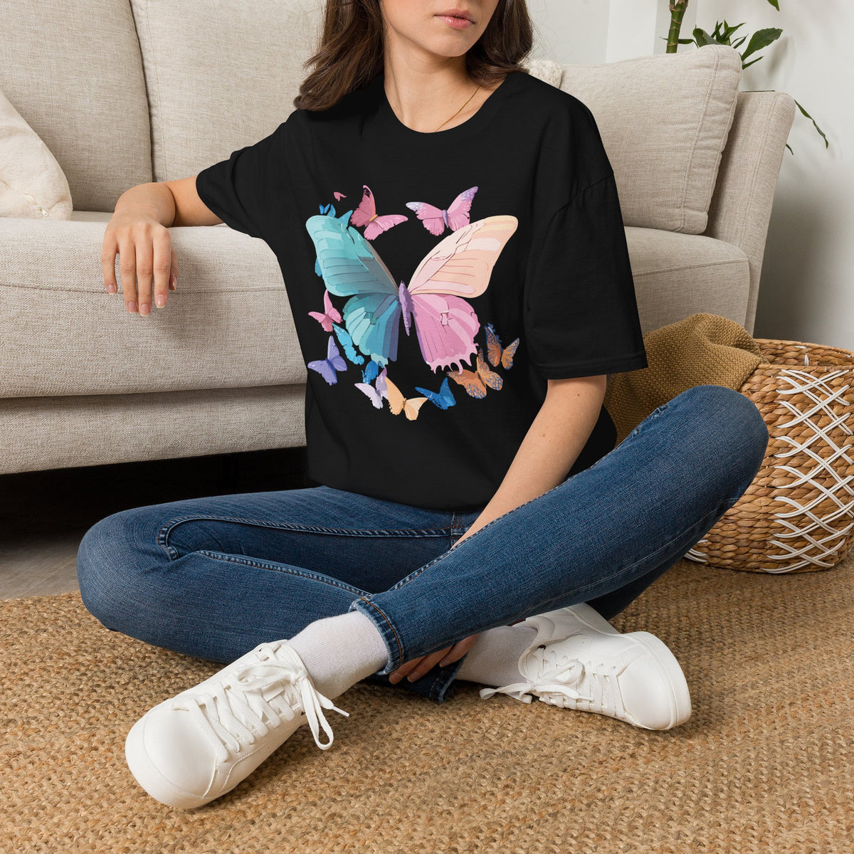Colorful Butterfly Graphic Design Unisex 100 Cotton Gildan T-Shirt
