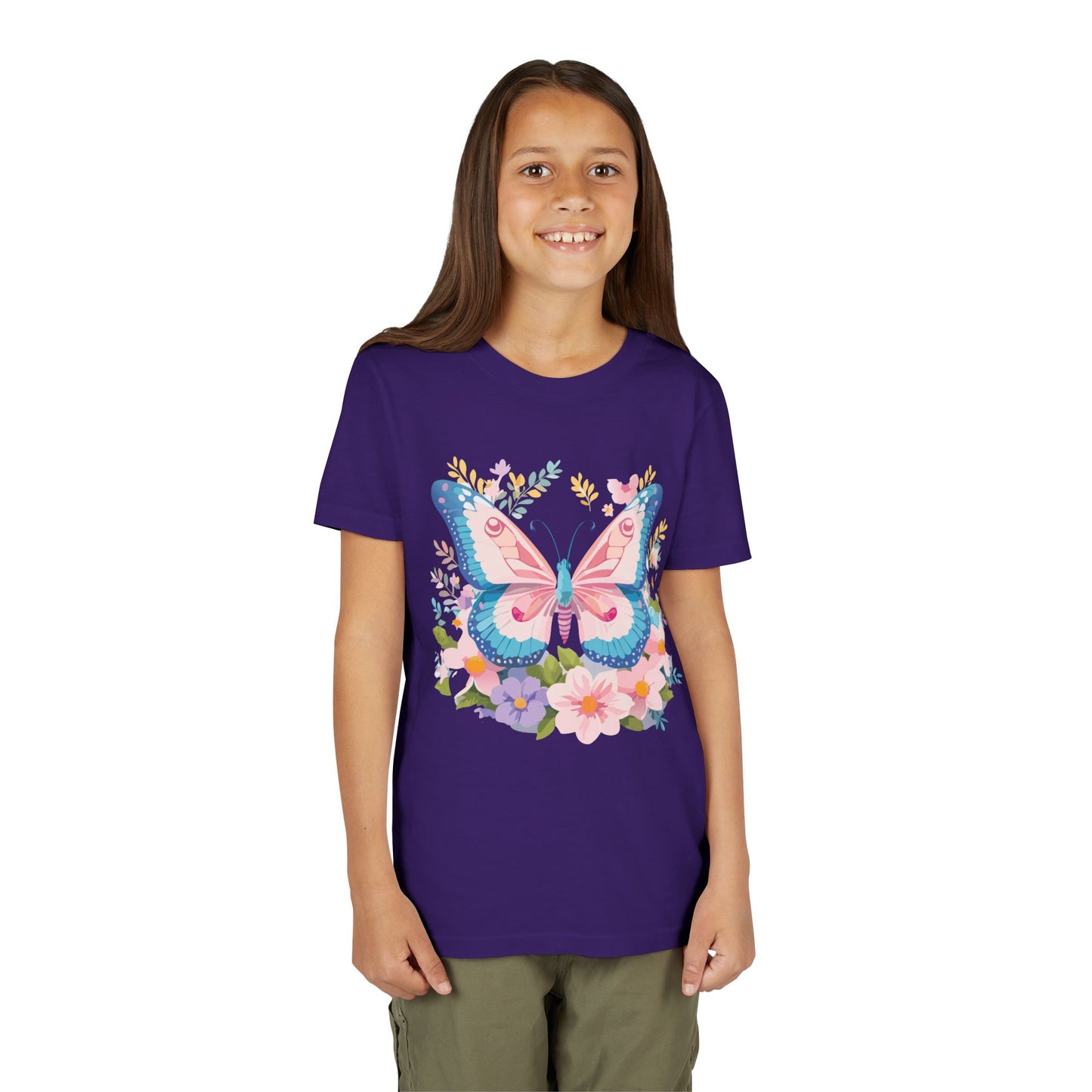 Camiseta juvenil Butterfly Blossom: camiseta de manga corta colorida para celebraciones de primavera (9 a 14 años)