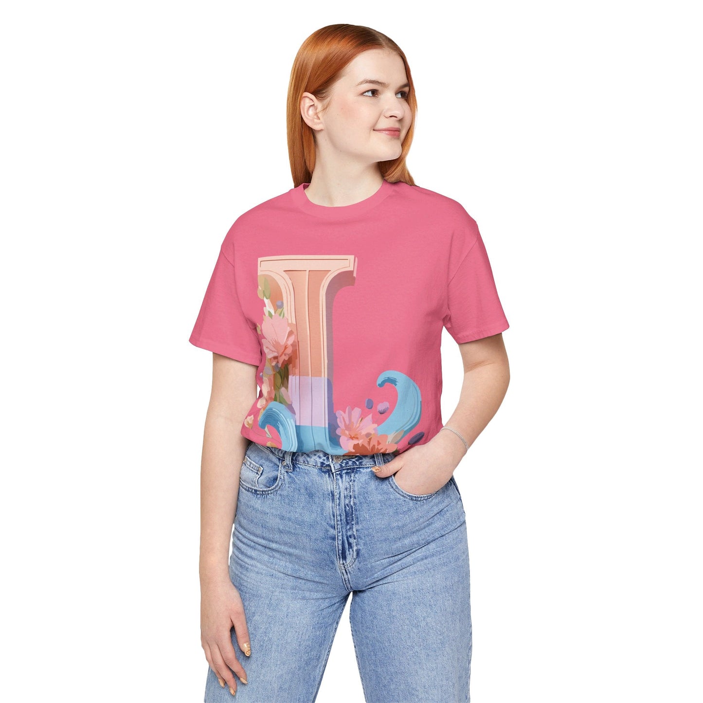 Letter L Shirt Unisex Graphic Tee Vintage Inspired Artwork By Adelpha For Everyday Style