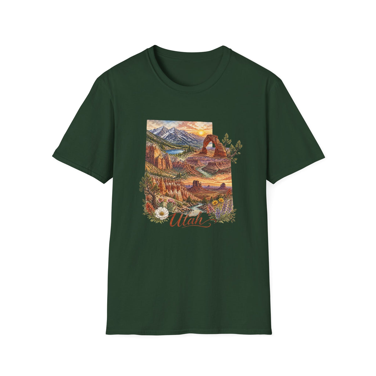 Utah Scenic T-Shirt — Vintage National Park Landscape Tee Travel Tourist Graphic Design Unisex 100 Cotton Gildan T-Shirt