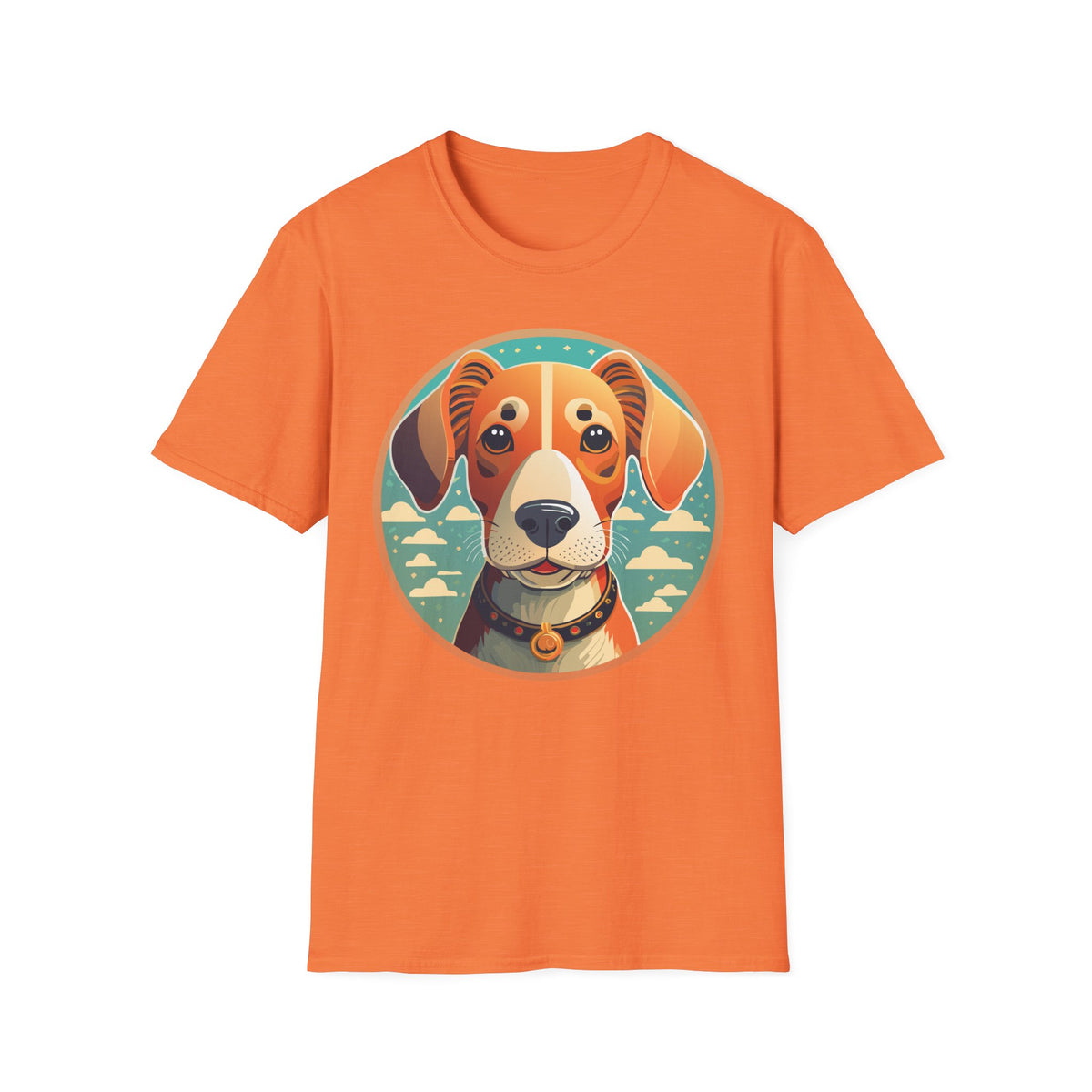 Beagle Portrait T-Shirt | Cute Dog Face Illustration, Retro Circle Pet Tee