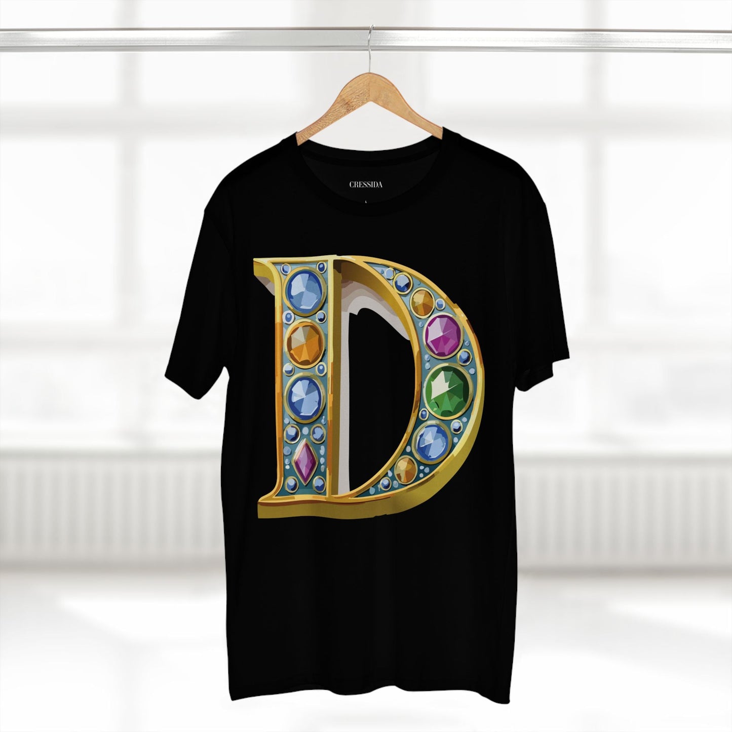 Letter D Graphic Design Tee Unisex 100 Cotton With Antique Gold Letters Artwork T-Shirt