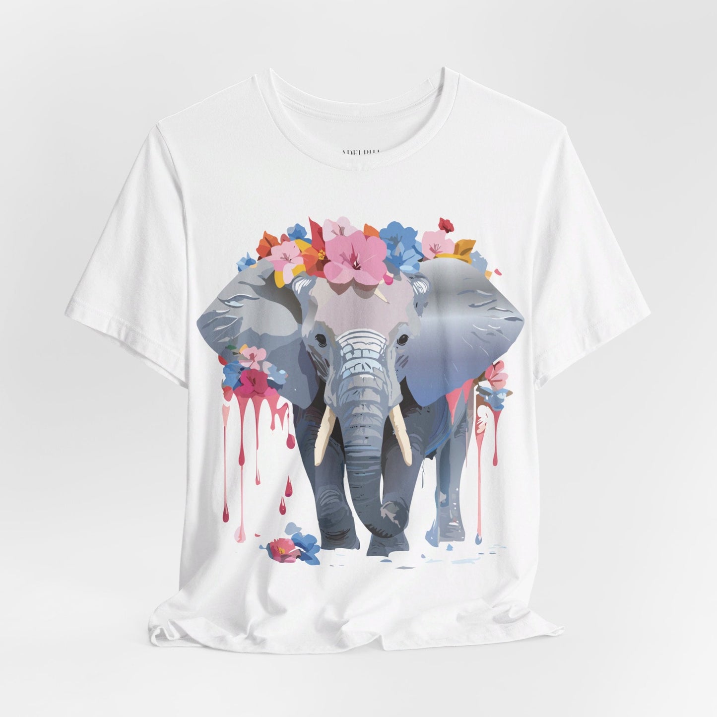 Elephant Graphic Tee Unisex Short Sleeve Jersey With Vintage Inspired Adelpha Artwork