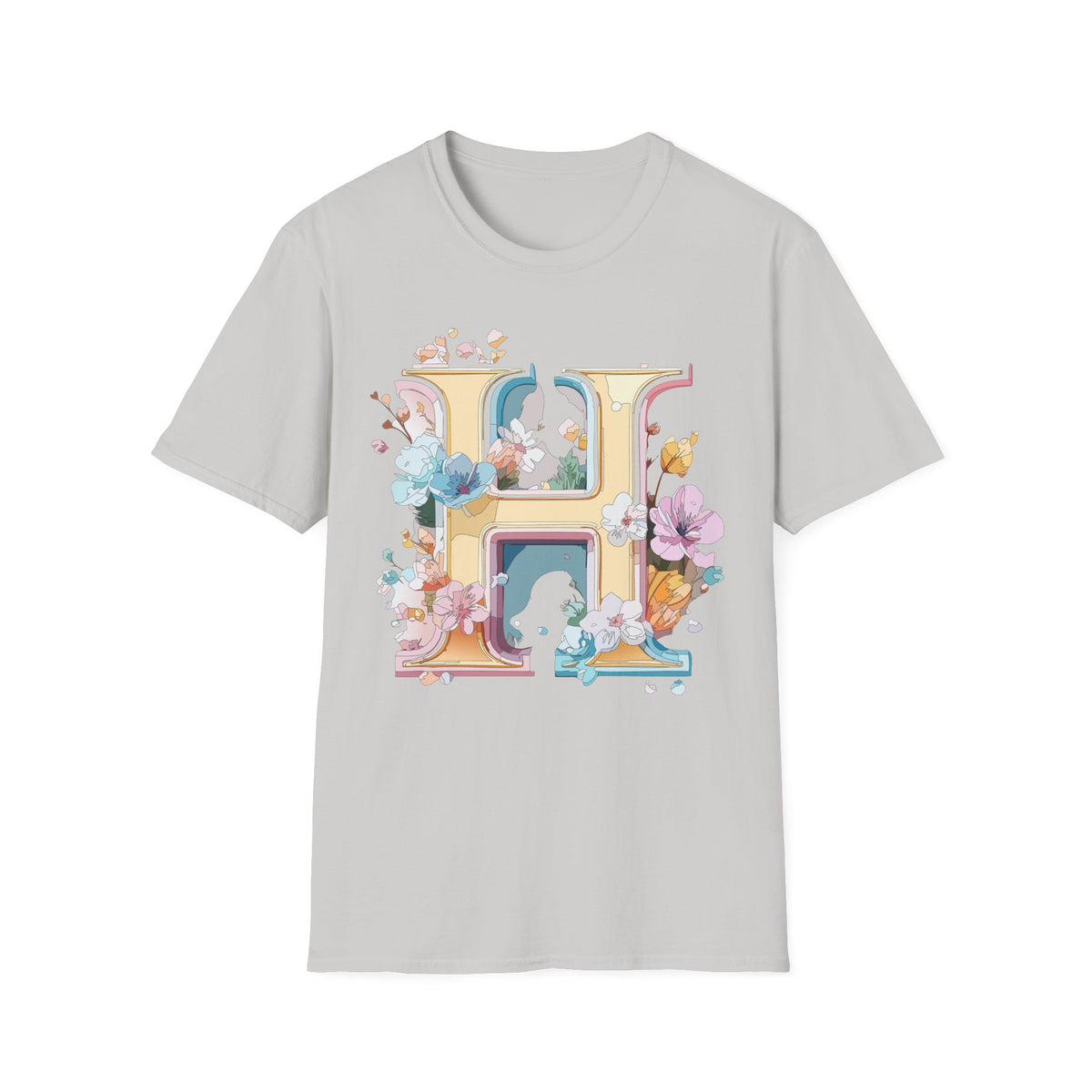Floral Letter H Shirt | Monogram Initial H Tee