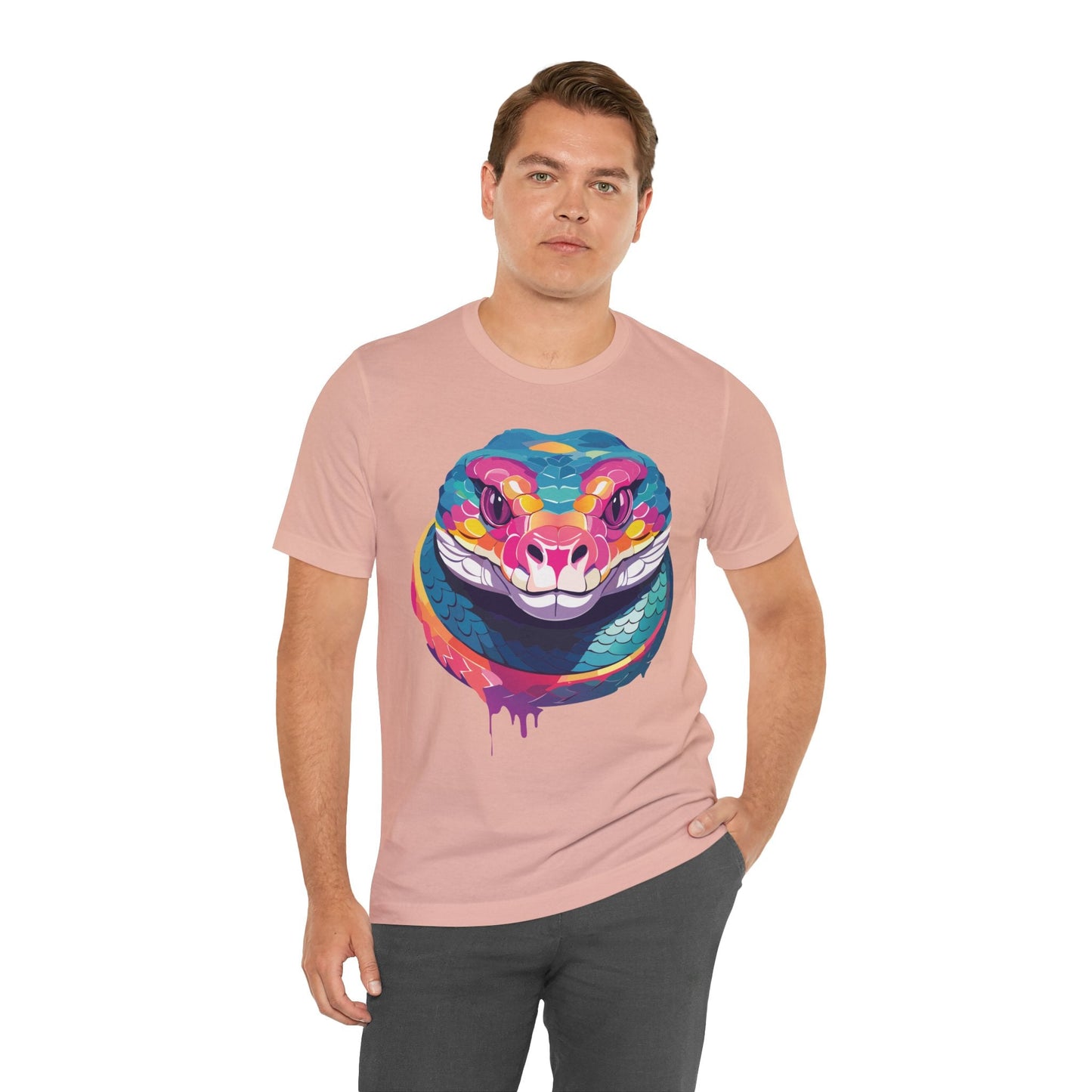 Unisex Animal Tee Shirt With Art Design, Wild Animals Short Sleeve Graphic Tee For Everyday Wear