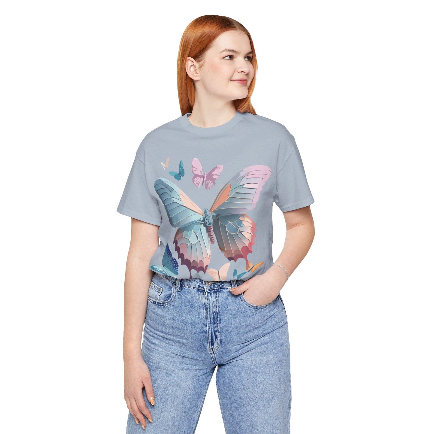 Butterfly Graphic Short Sleeve Tee Unisex Vintage Art Shirt By Adelpha