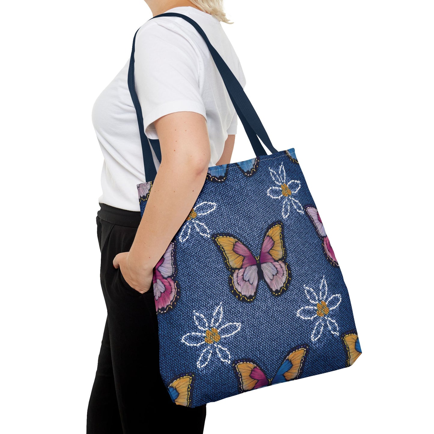 Denim Fabric Imitation Print Unisex Canvas Bag Poly Spun 3 Sizes Tote Bag 178