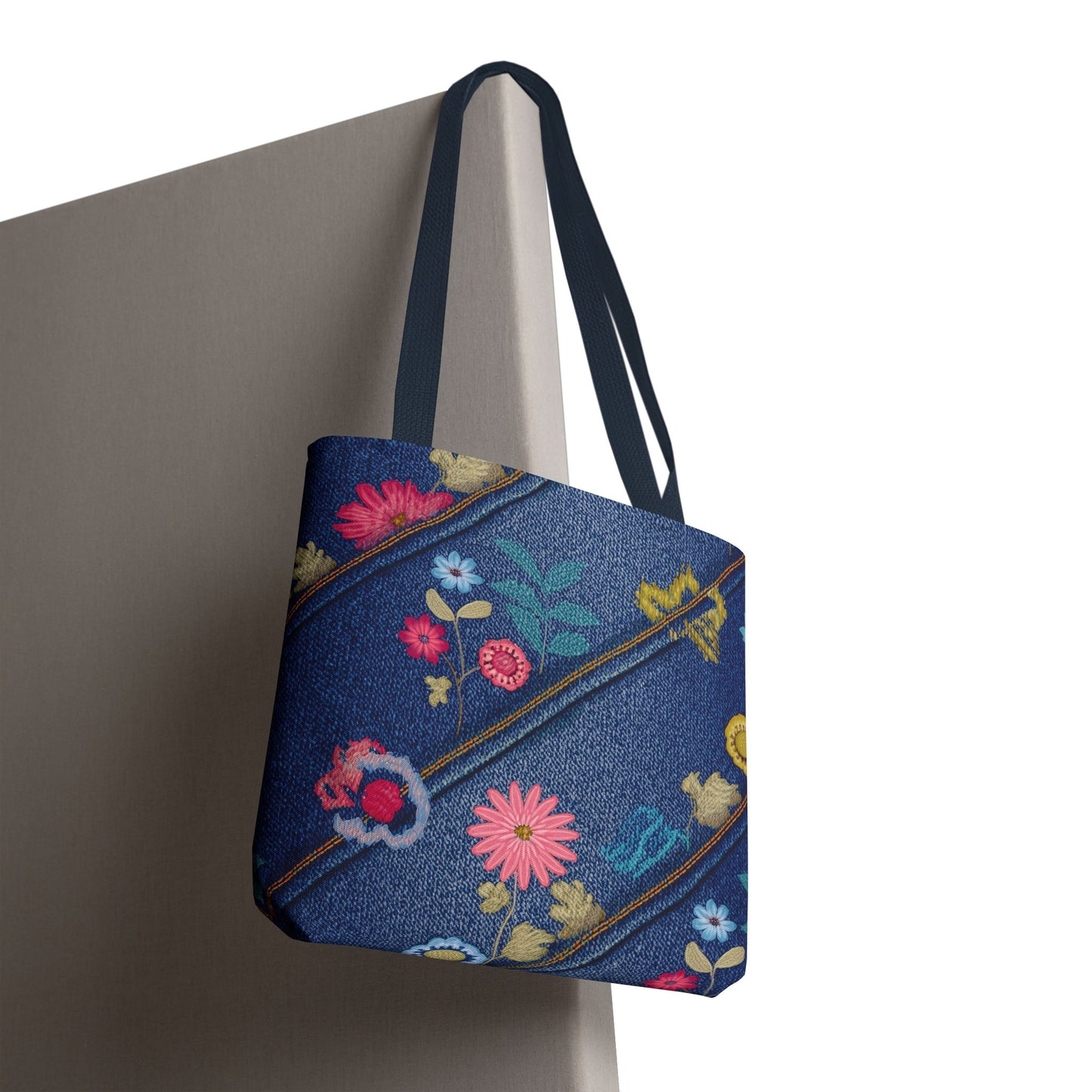 Denim Fabric Imitation Print Unisex Canvas Bag Poly Spun 3 Sizes Tote Bag 164
