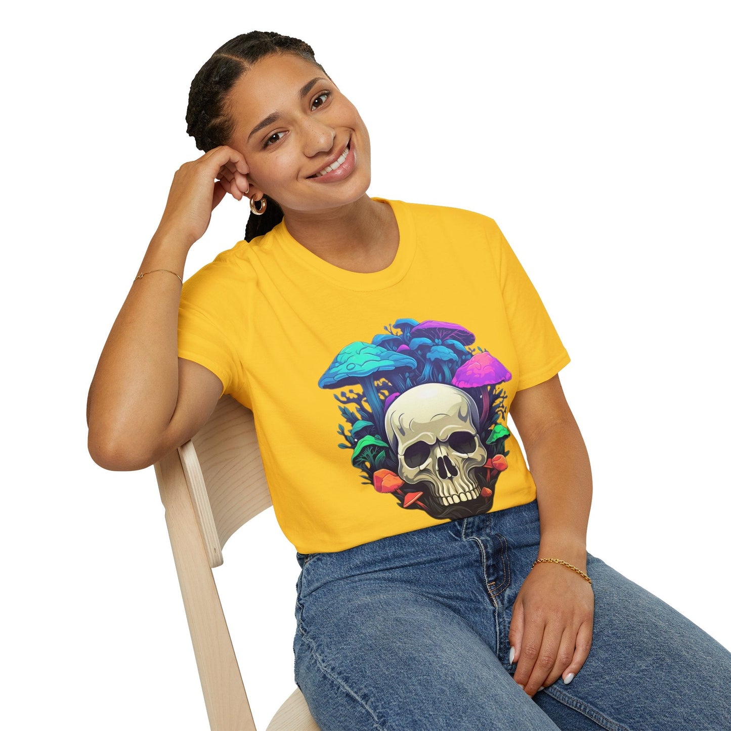 Unisex Skull Tee Shirt Short Sleeve Skeleton Design Gildan Softstyle Cotton Tee Shirt