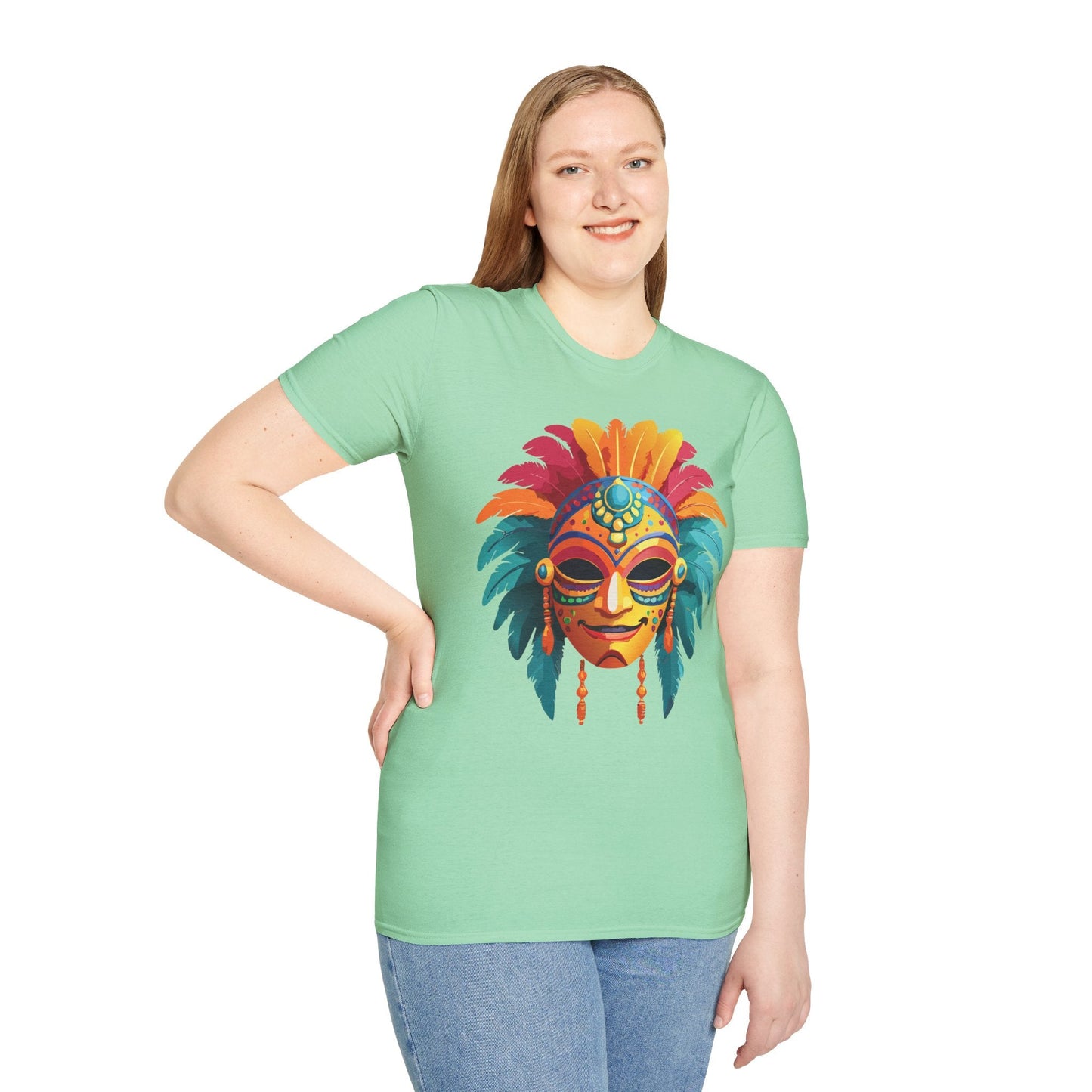 Mask Tee Shirt Unisex Softstyle Gildan 64000 100 Percent Ring Spun Cotton Masquerade Tee