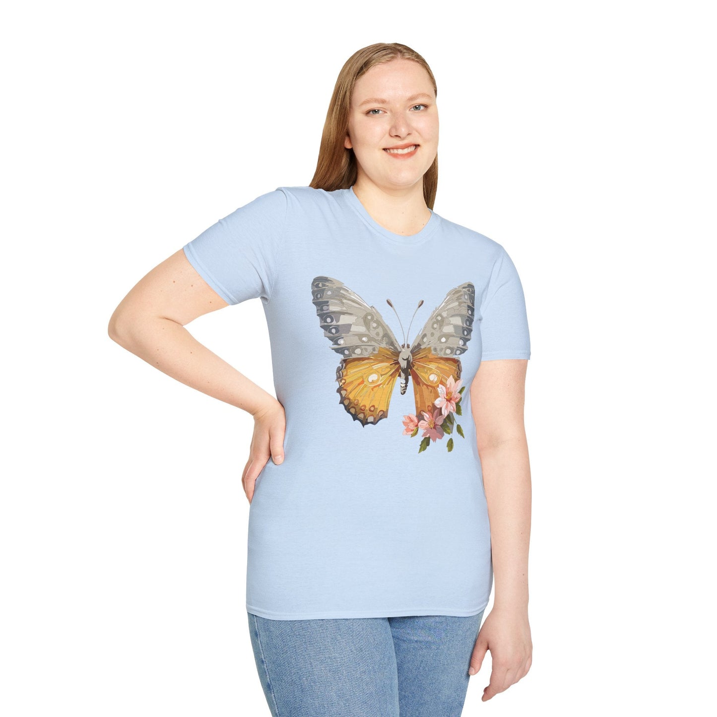 Unisex Butterfly T Shirt Monarch Print Softstyle Cotton Tee Gildan 64000 Lightweight Comfort