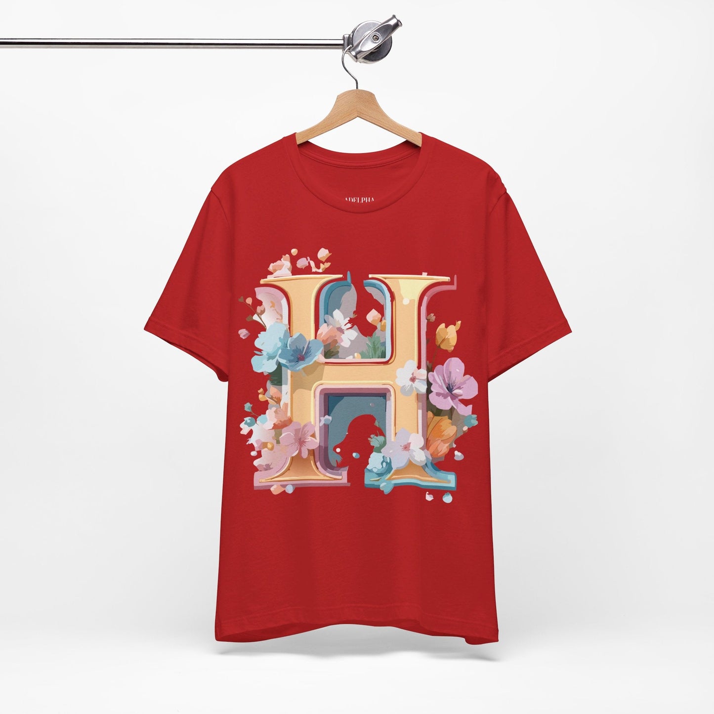 Letter H Graphic Tee Unisex Short Sleeve Shirt By Adelpha Featuring Vintage Inspired Artwork