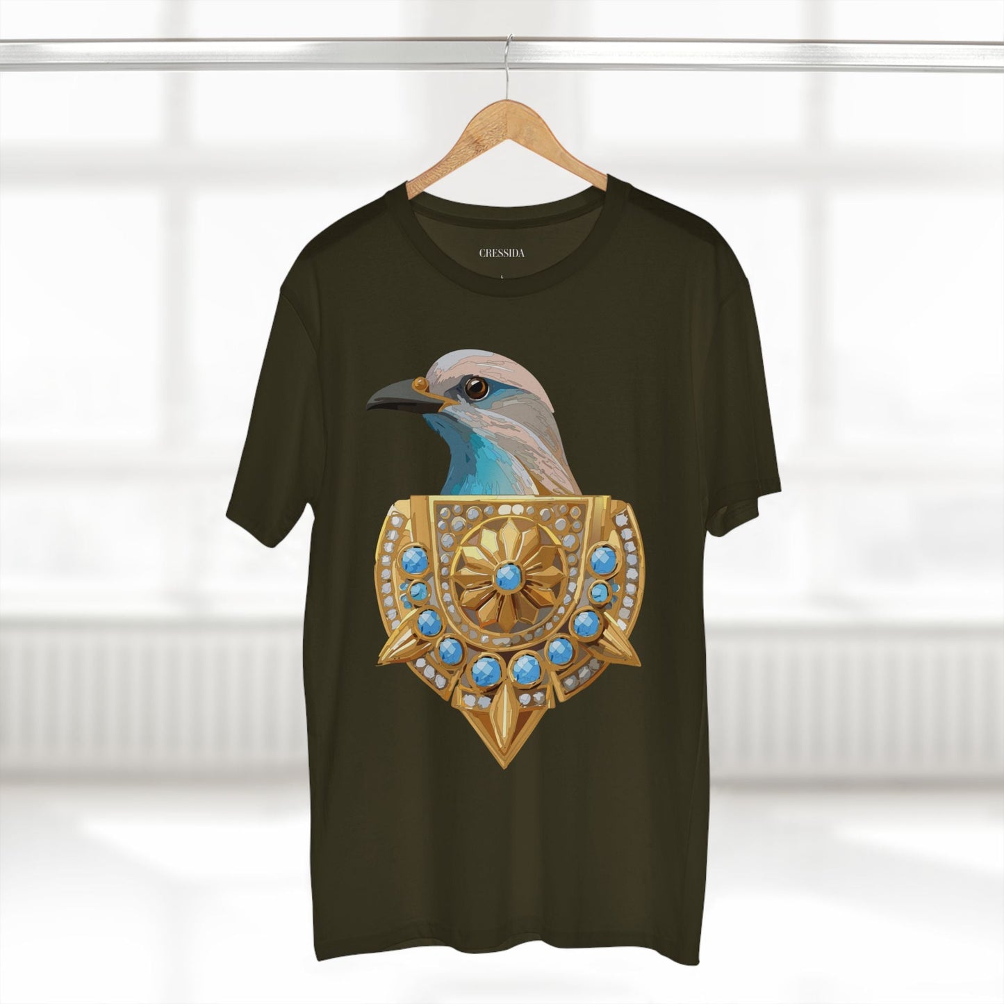 Bird Graphic Unisex 100 Cotton Tee With Unique Animal Golden Medallion Art Design 16