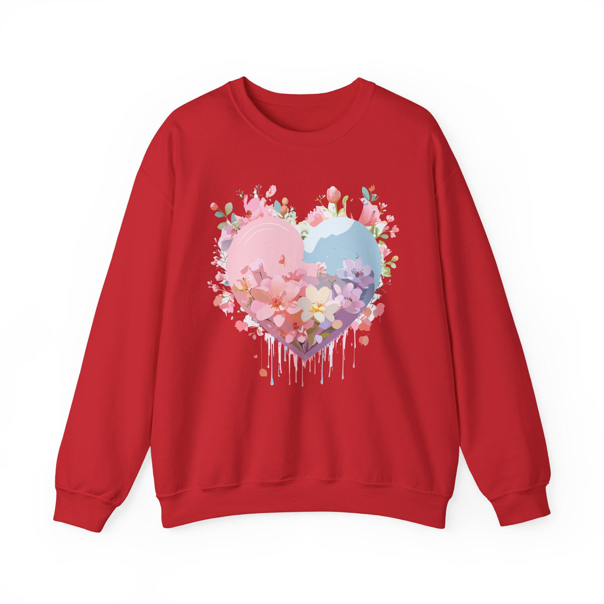 Floral Heart Love Graphic Valentine's Day Sweatshirt Unisex 50/50 Cotton-Poly Sweatshirt w23