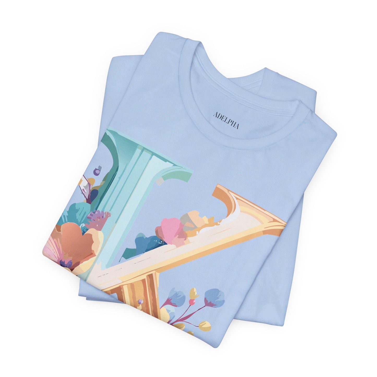 Letter K Graphic Tee Unisex Shirt By Adelpha Vintage Art Design Short Sleeve Collection