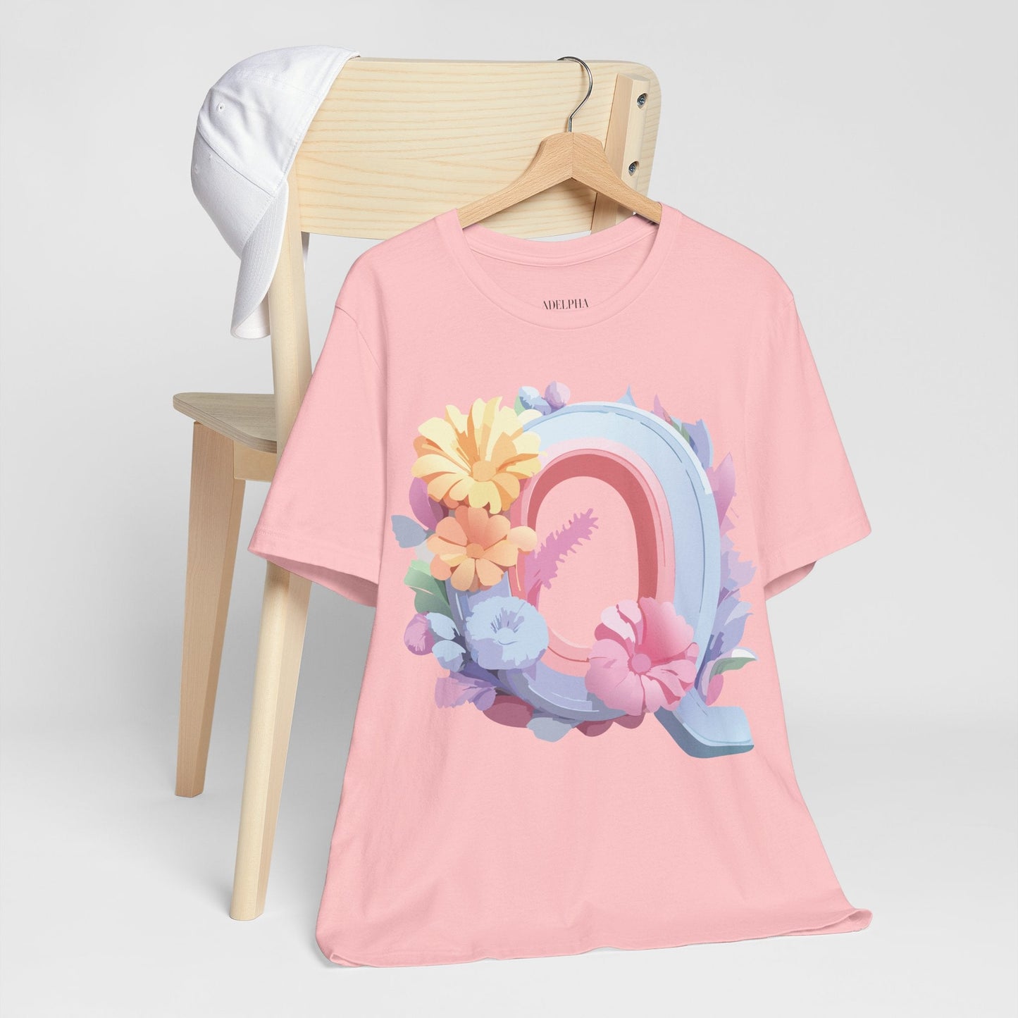 Unisex Letter Q Graphic Tee By Adelpha Vintage Inspired Art Design Short Sleeve Shirt