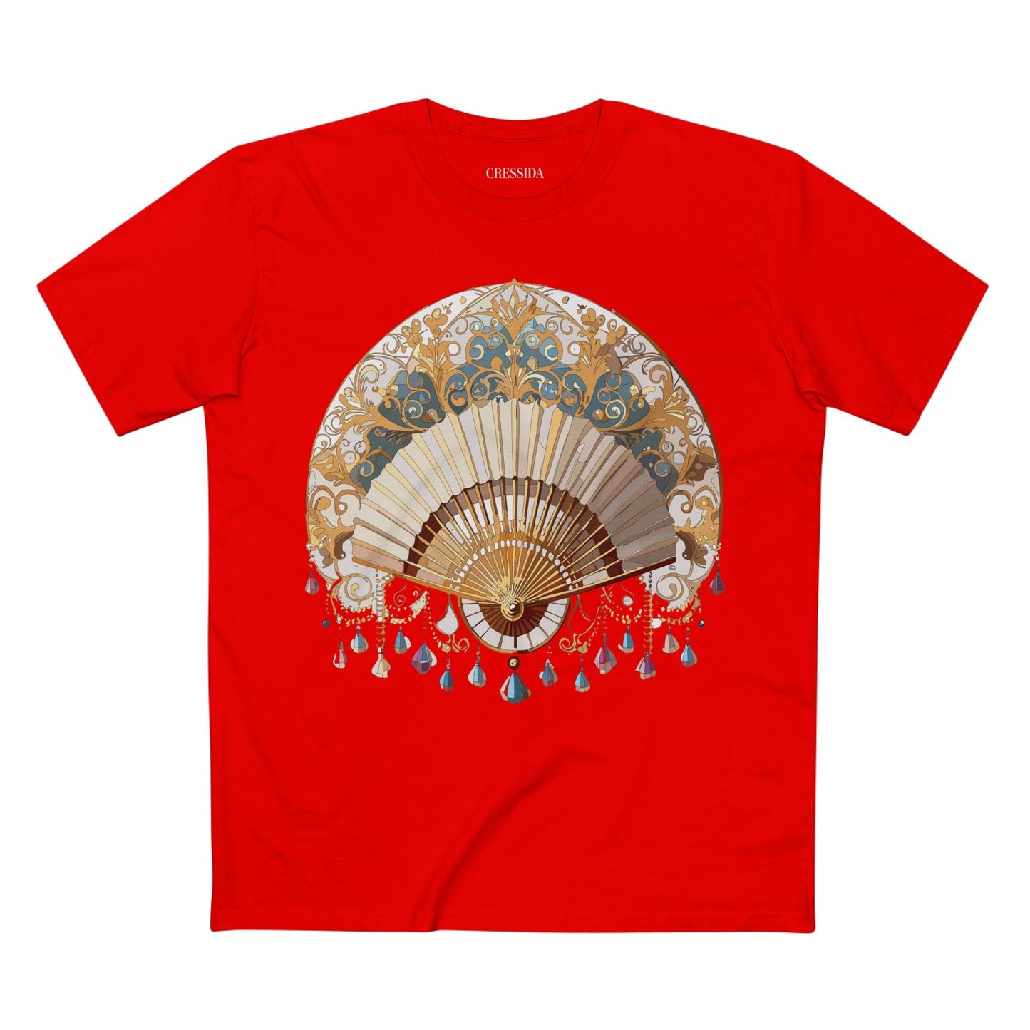 Antique Fan Graphic Design T-Shirt Unisex 100 Cotton Floral Carnival Artwork Tee 23