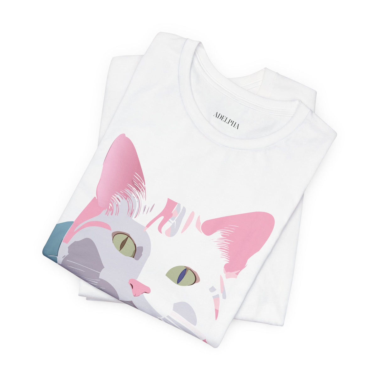 Cat Graphic Unisex Cotton Bella+Canvas Tee with Animal Art Design m11
