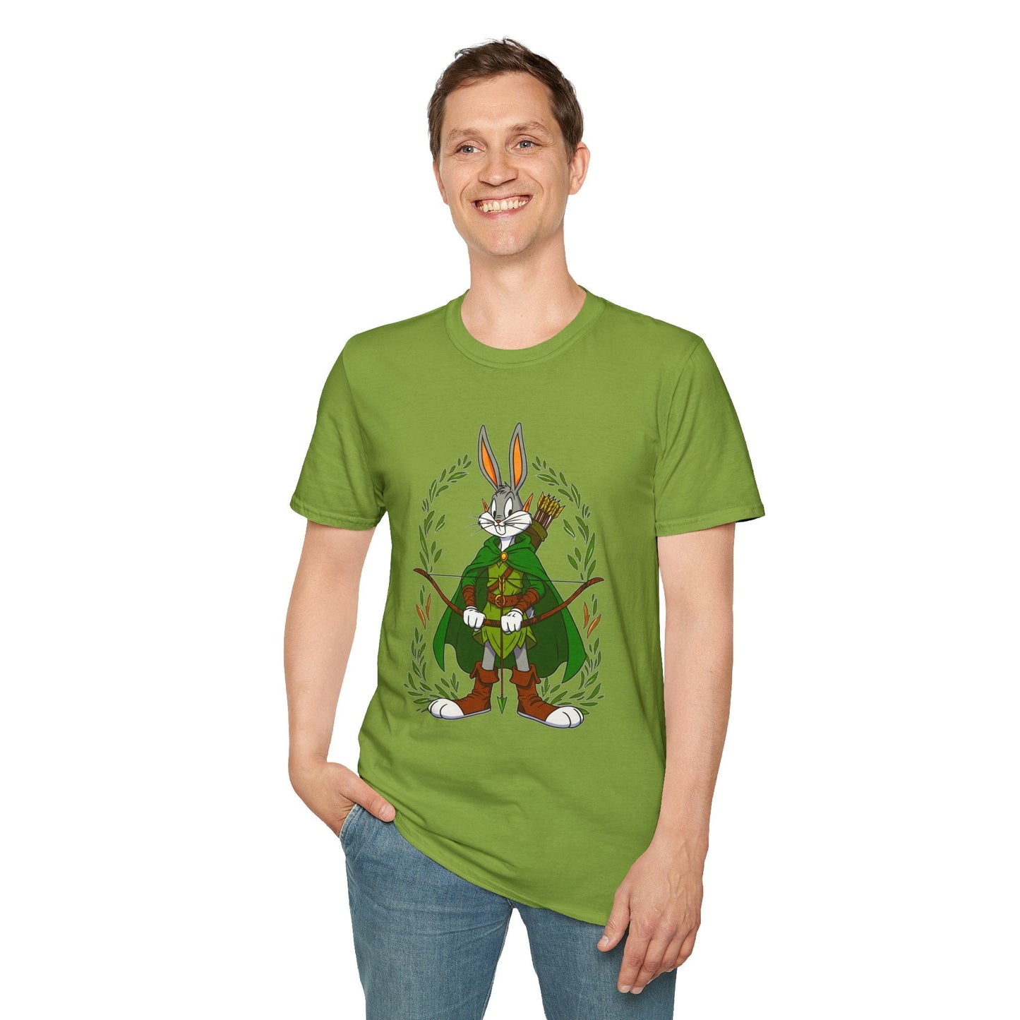 Bugs Bunny T Shirt Cartoon Art Tee Unisex Gildan Softstyle 64000 100 Percent Ring Spun Cotton