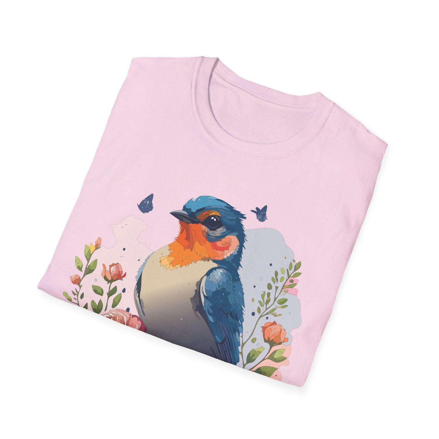 Bird T Shirt Floral Design Unisex Gildan Softstyle 64000 Ring Spun Cotton Tee Breathable Wear